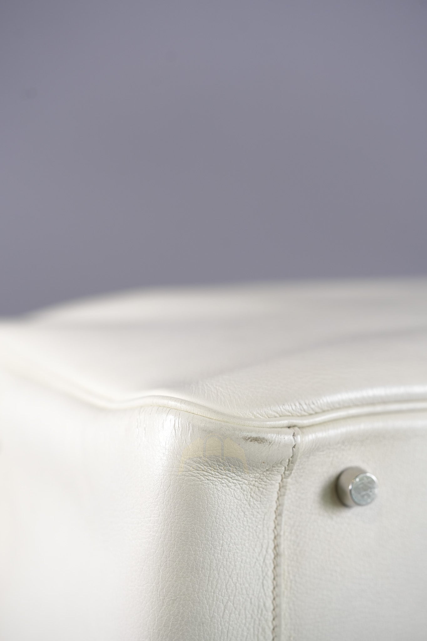 Lindy 30 in White Evercolor Leather & Palladium Hardware Stamp Square K (2007) | Purse Maison Luxury Bags Shop