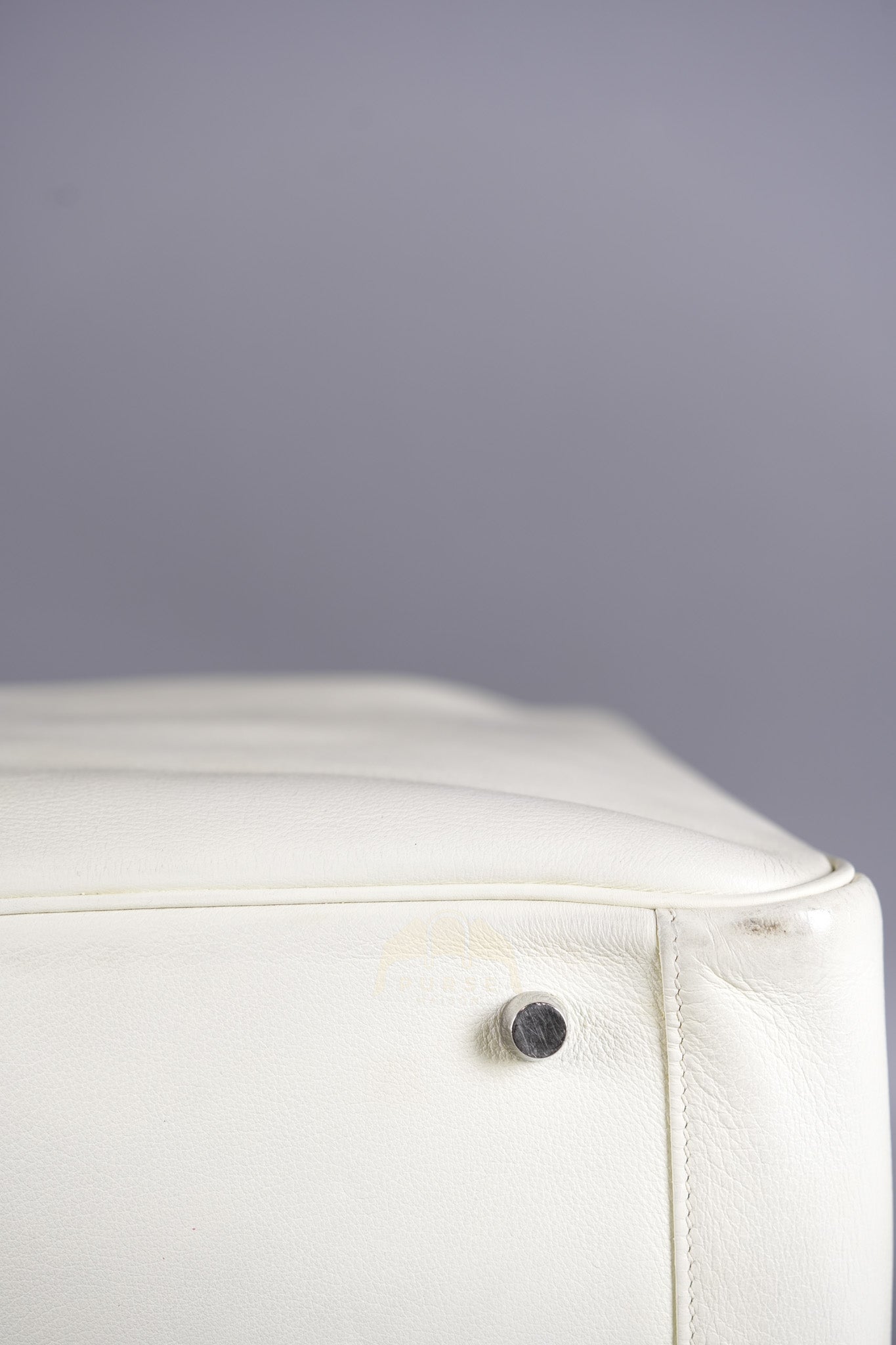Lindy 30 in White Evercolor Leather & Palladium Hardware Stamp Square K (2007) | Purse Maison Luxury Bags Shop