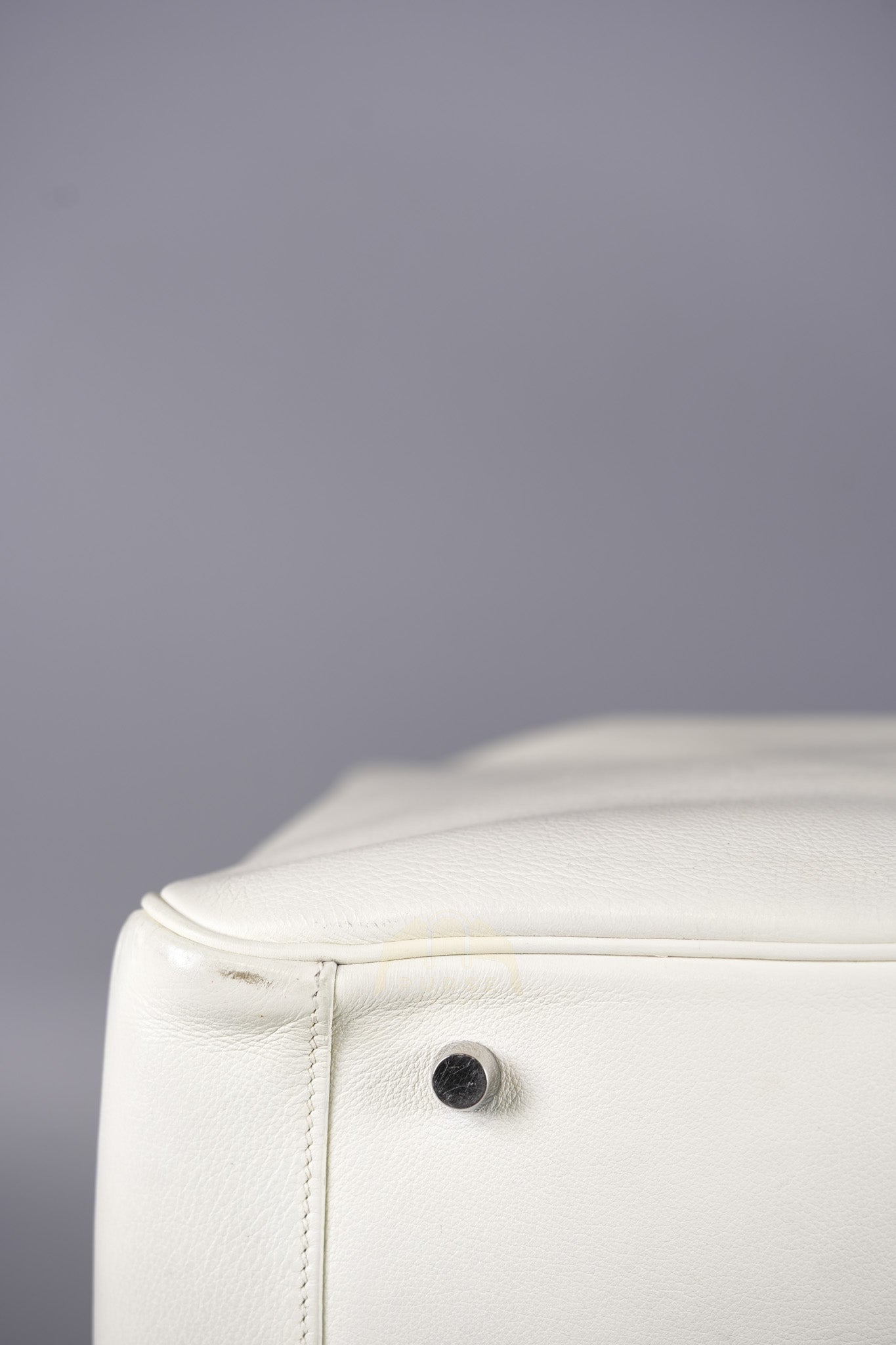 Lindy 30 in White Evercolor Leather & Palladium Hardware Stamp Square K (2007) | Purse Maison Luxury Bags Shop