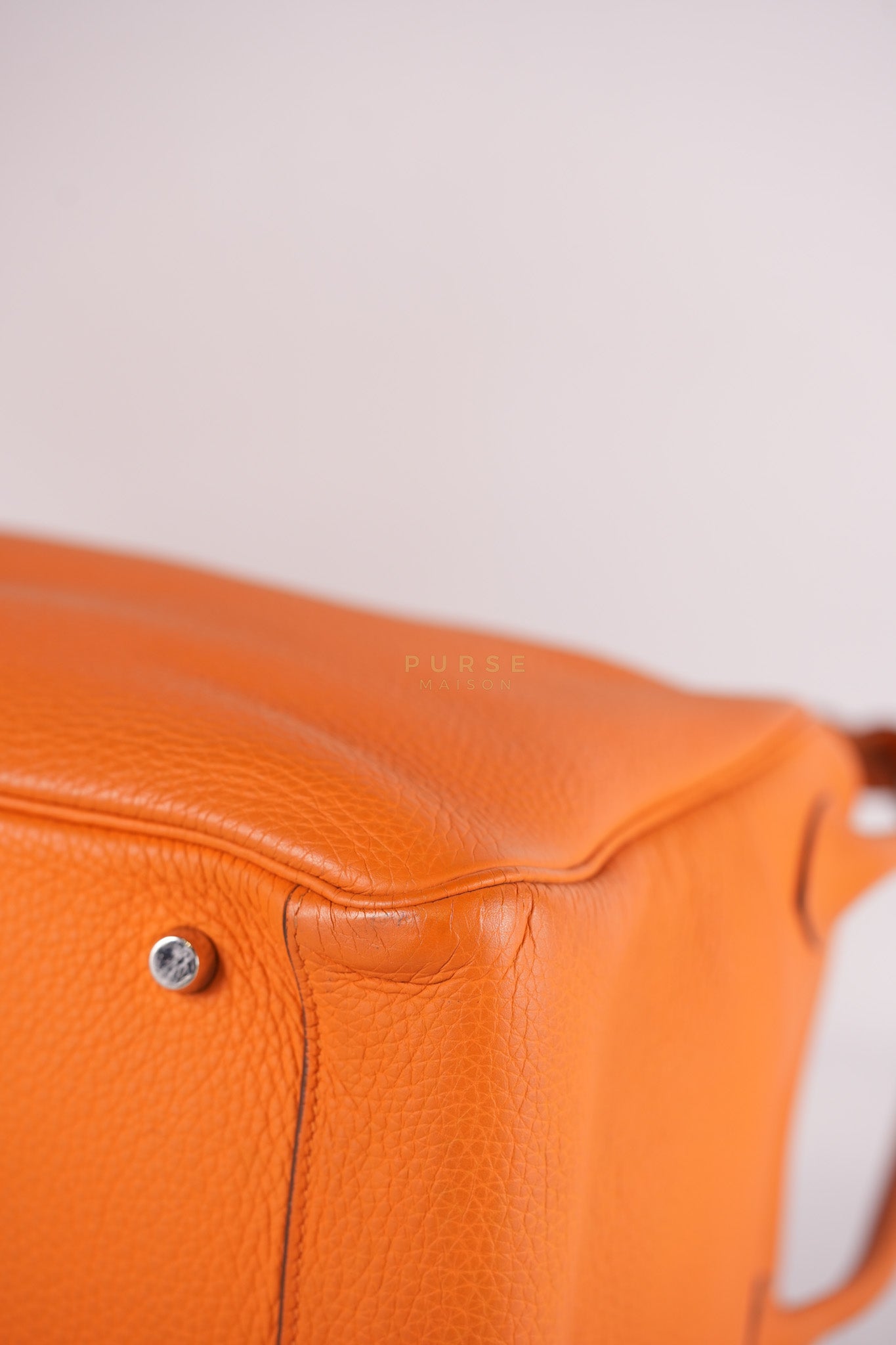 Lindy 36 Orange Clemence Leather Palladium Hardware Stamp Square O(2011) | Purse Maison Luxury Bags Shop