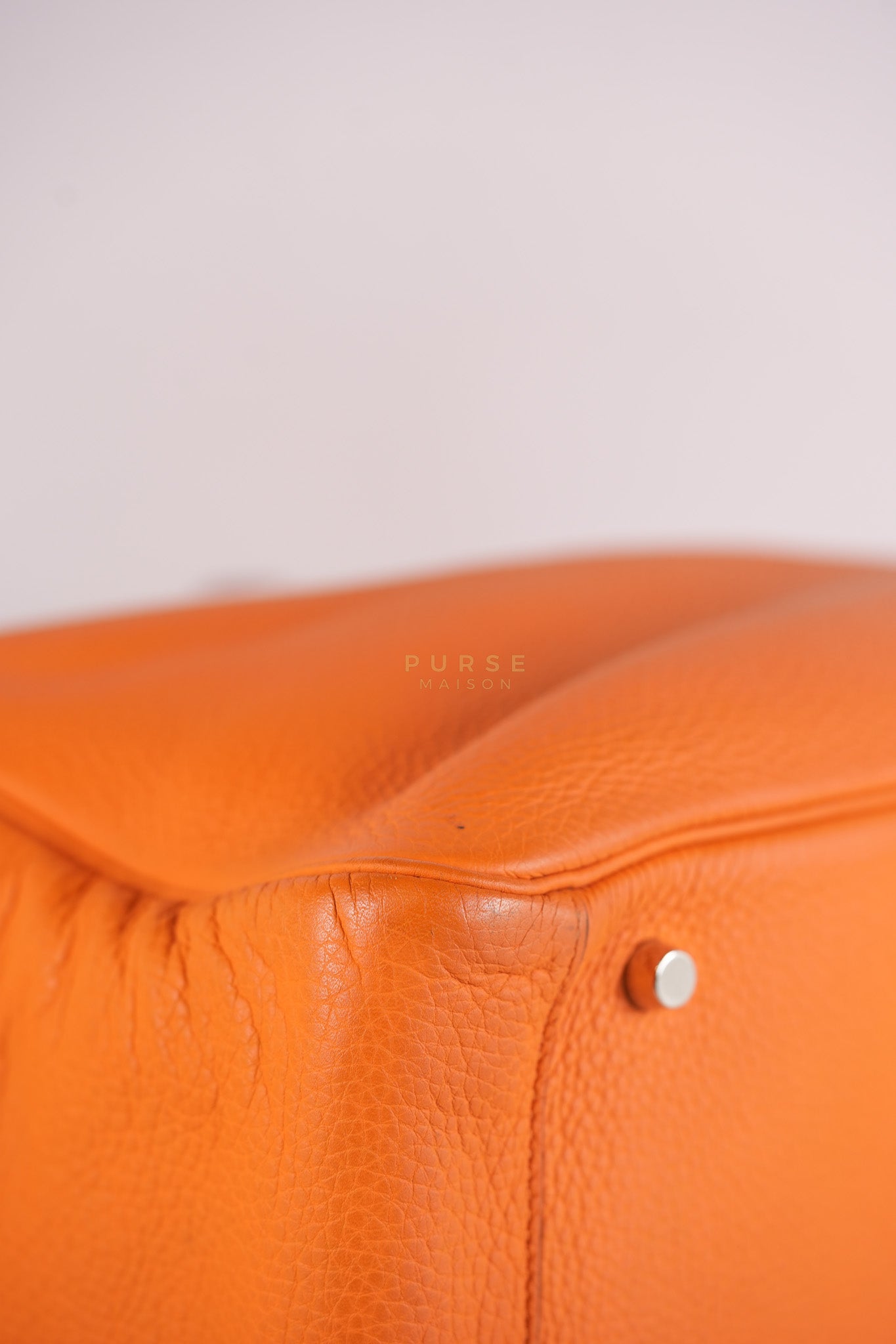 Lindy 36 Orange Clemence Leather Palladium Hardware Stamp Square O(2011) | Purse Maison Luxury Bags Shop