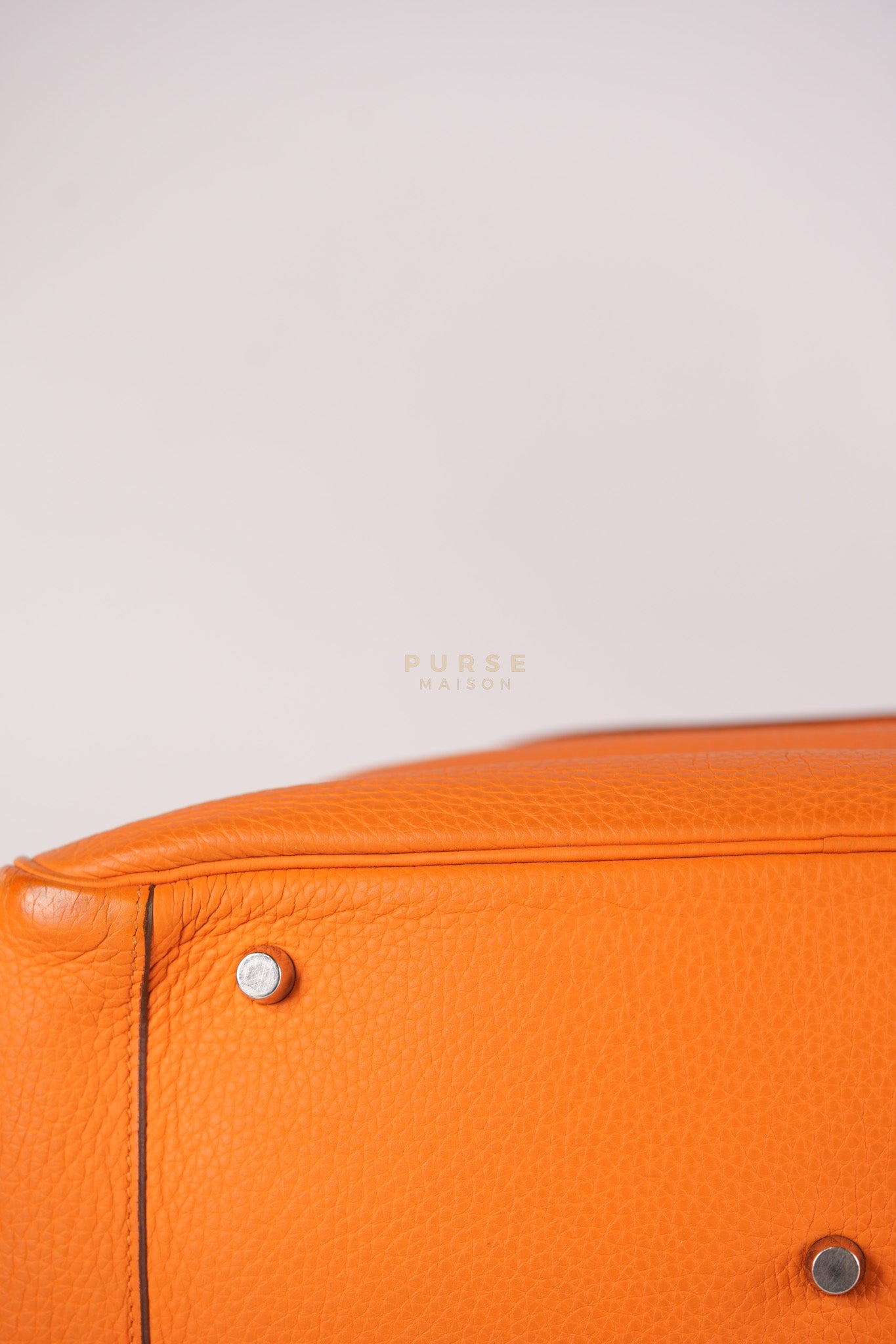 Lindy 36 Orange Clemence Leather Palladium Hardware Stamp Square O(2011) | Purse Maison Luxury Bags Shop