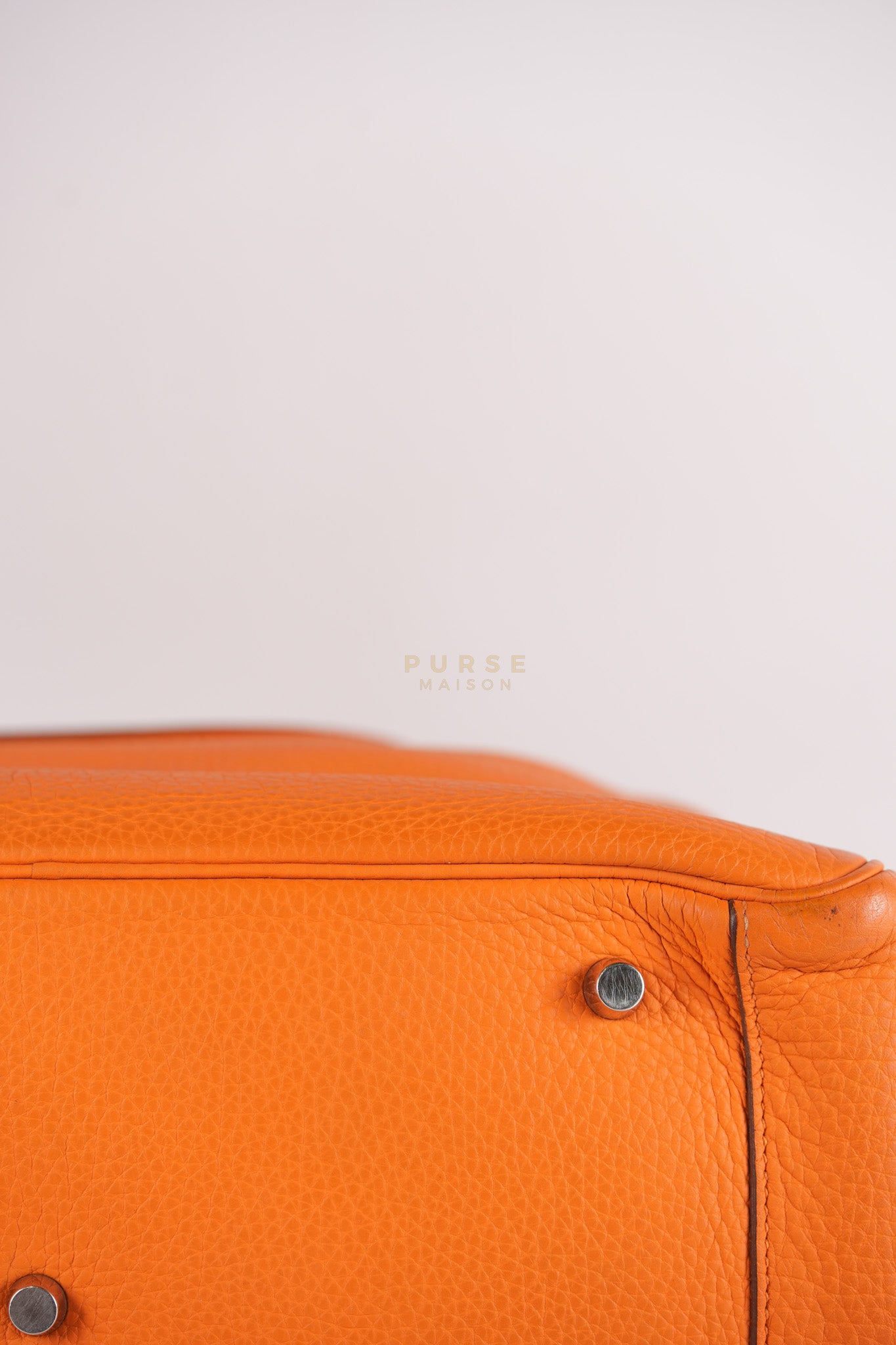 Lindy 36 Orange Clemence Leather Palladium Hardware Stamp Square O(2011) | Purse Maison Luxury Bags Shop