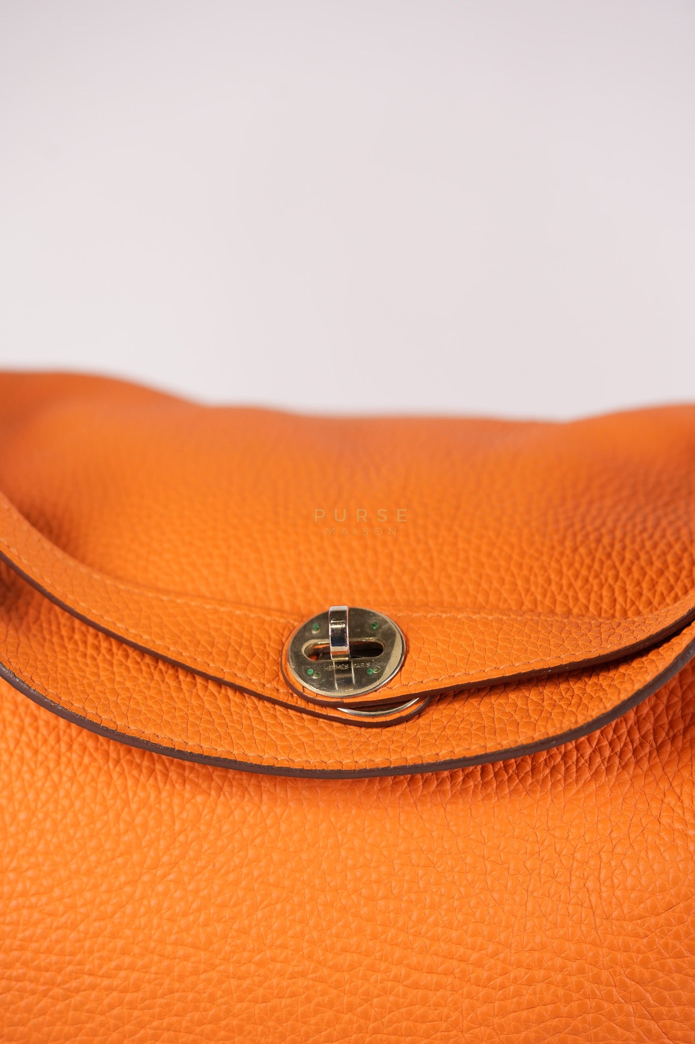 Lindy 36 Orange Clemence Leather Palladium Hardware Stamp Square O(2011) | Purse Maison Luxury Bags Shop