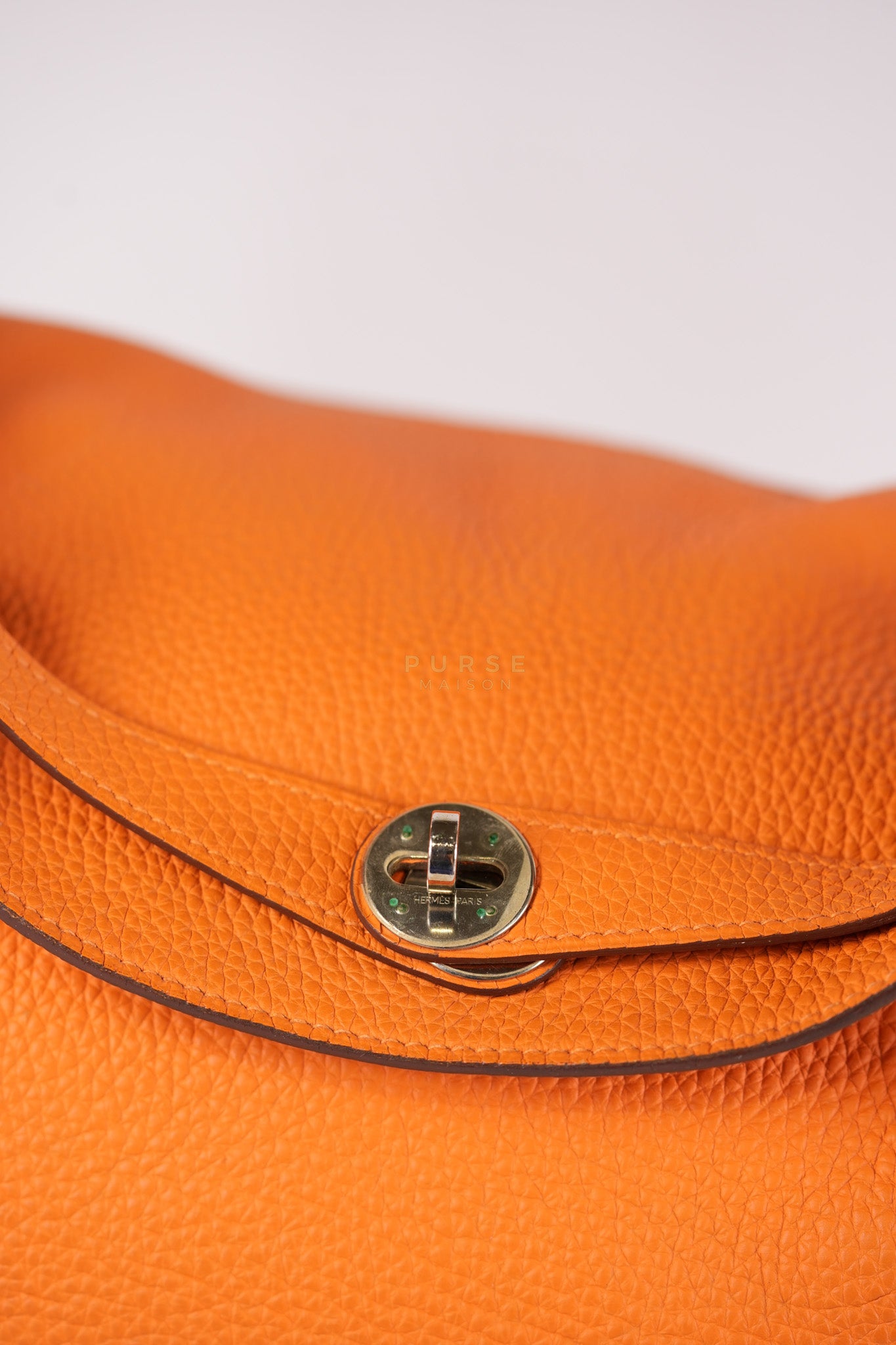 Lindy 36 Orange Clemence Leather Palladium Hardware Stamp Square O(2011) | Purse Maison Luxury Bags Shop