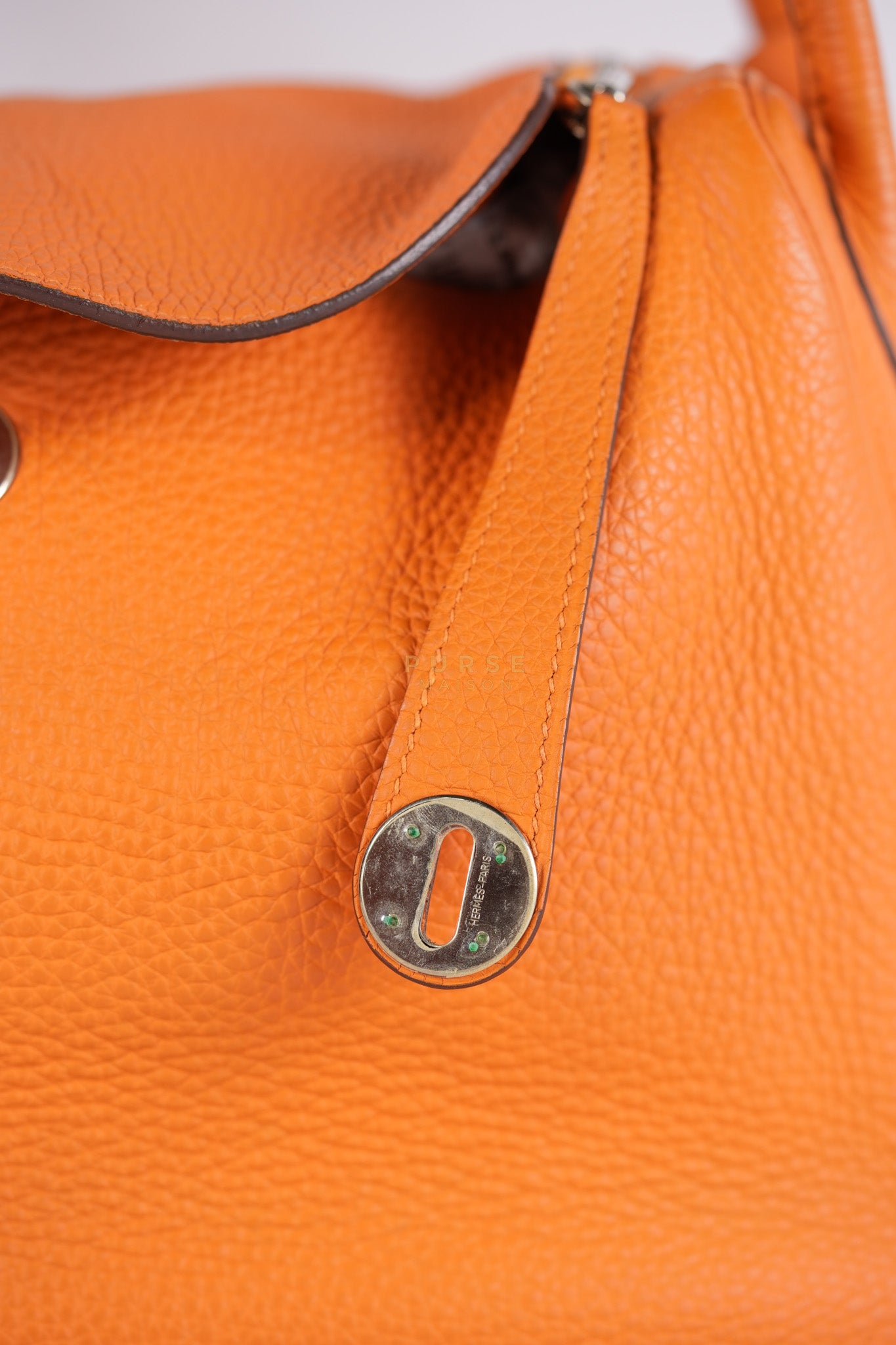 Lindy 36 Orange Clemence Leather Palladium Hardware Stamp Square O(2011) | Purse Maison Luxury Bags Shop
