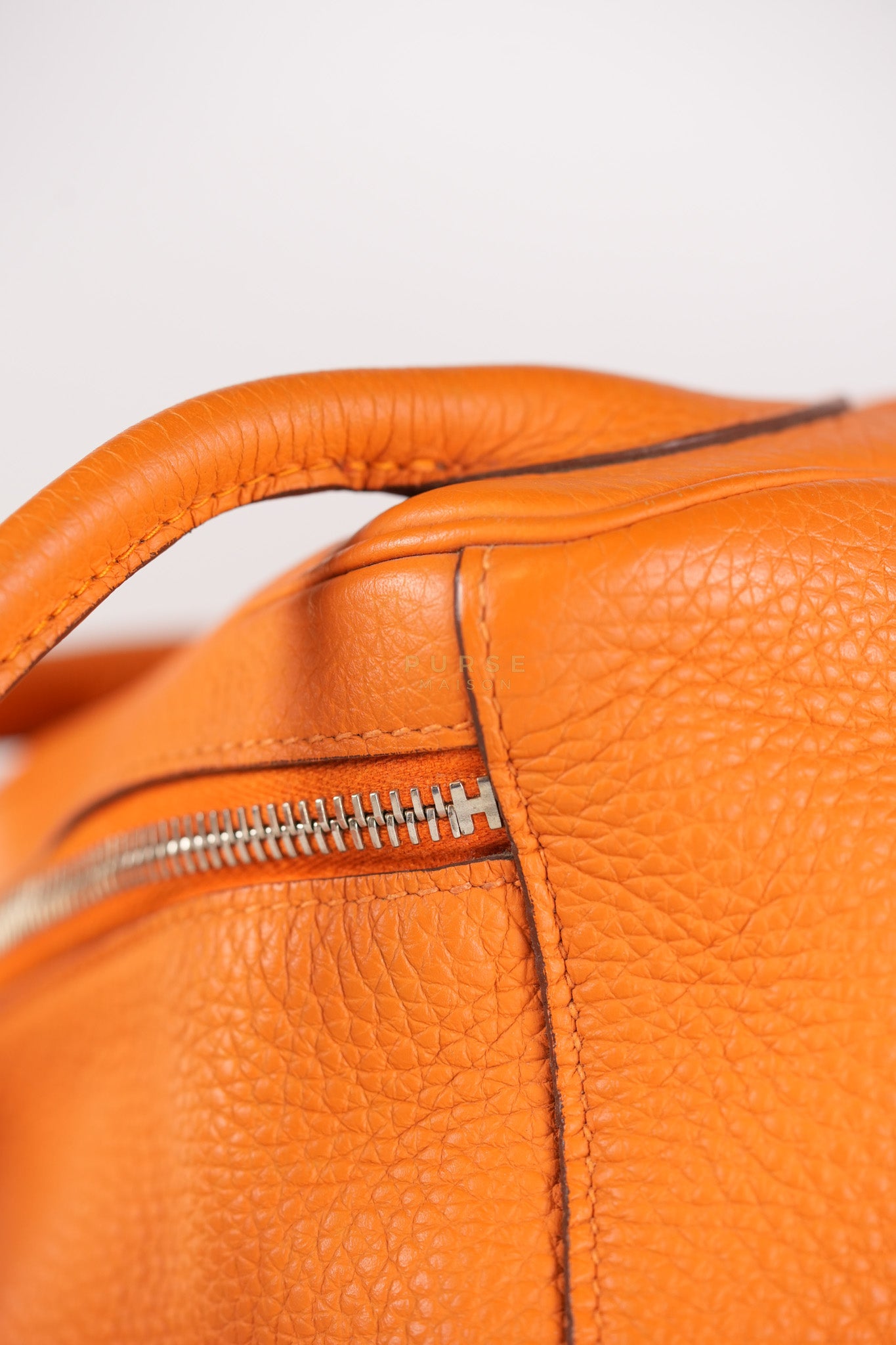 Lindy 36 Orange Clemence Leather Palladium Hardware Stamp Square O(2011) | Purse Maison Luxury Bags Shop