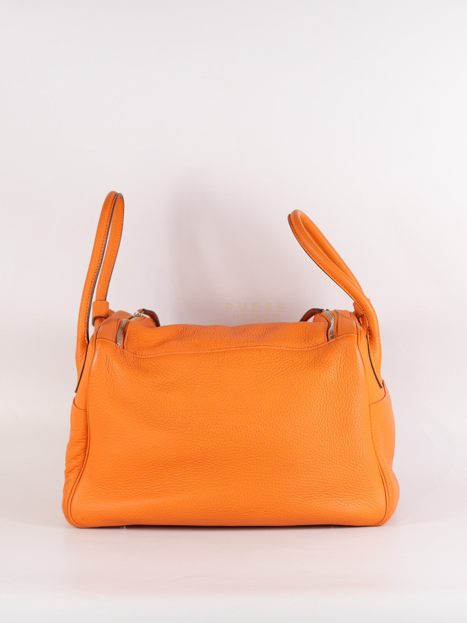 Lindy 36 Orange Clemence Leather Palladium Hardware Stamp Square O(2011) | Purse Maison Luxury Bags Shop