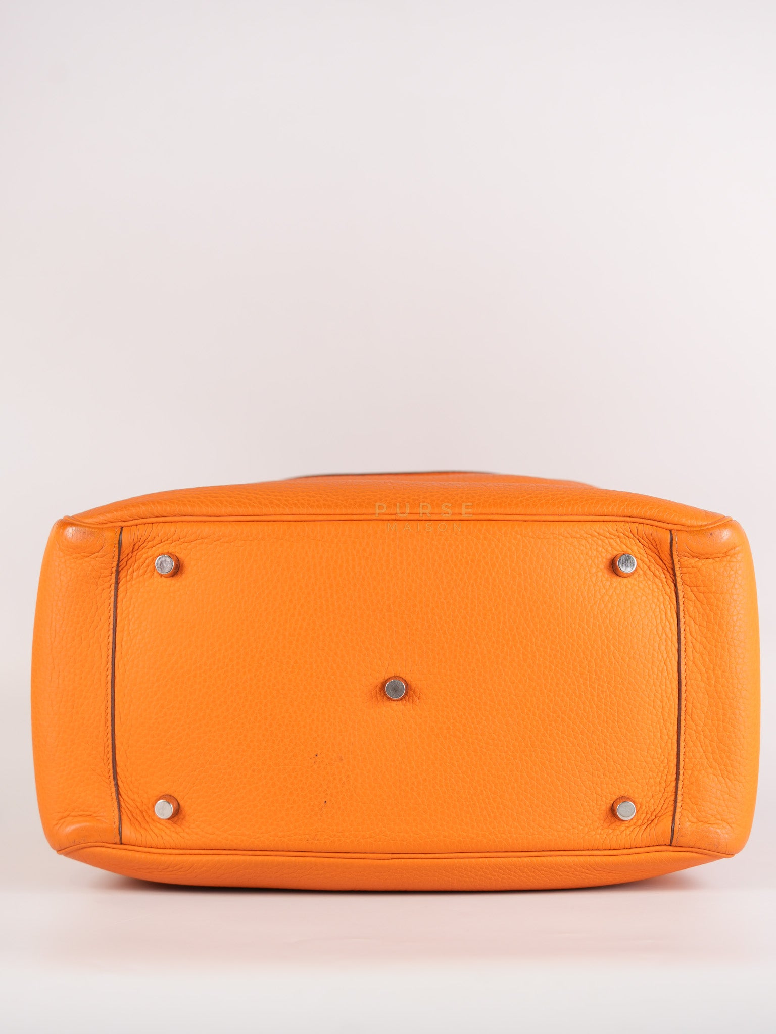 Lindy 36 Orange Clemence Leather Palladium Hardware Stamp Square O(2011) | Purse Maison Luxury Bags Shop