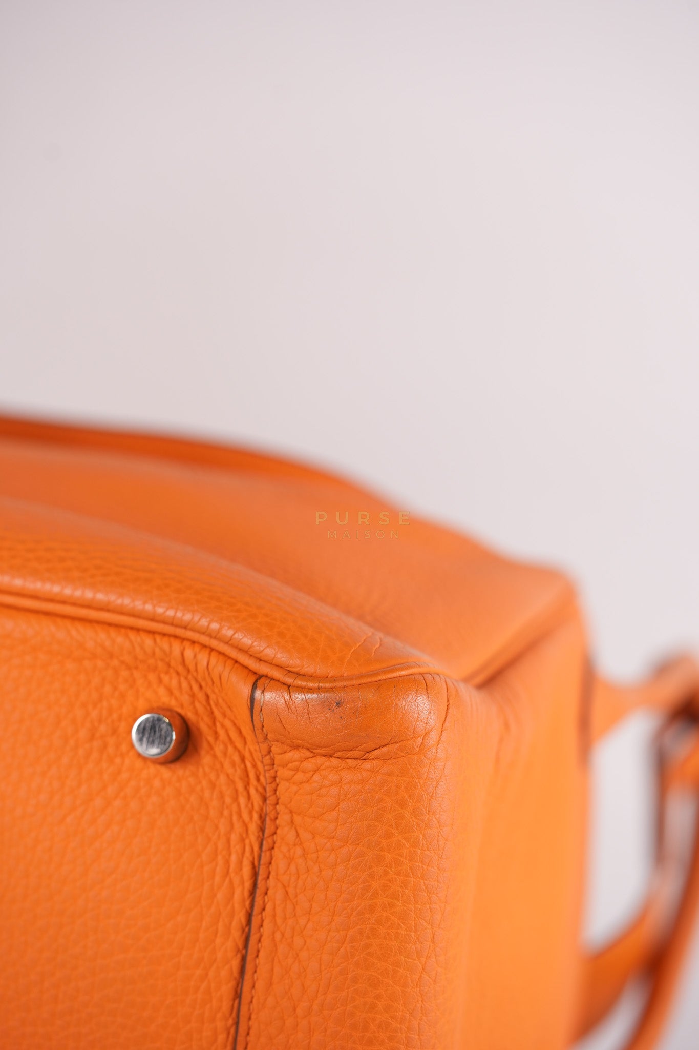 Lindy 36 Orange Clemence Leather Palladium Hardware Stamp Square O(2011) | Purse Maison Luxury Bags Shop