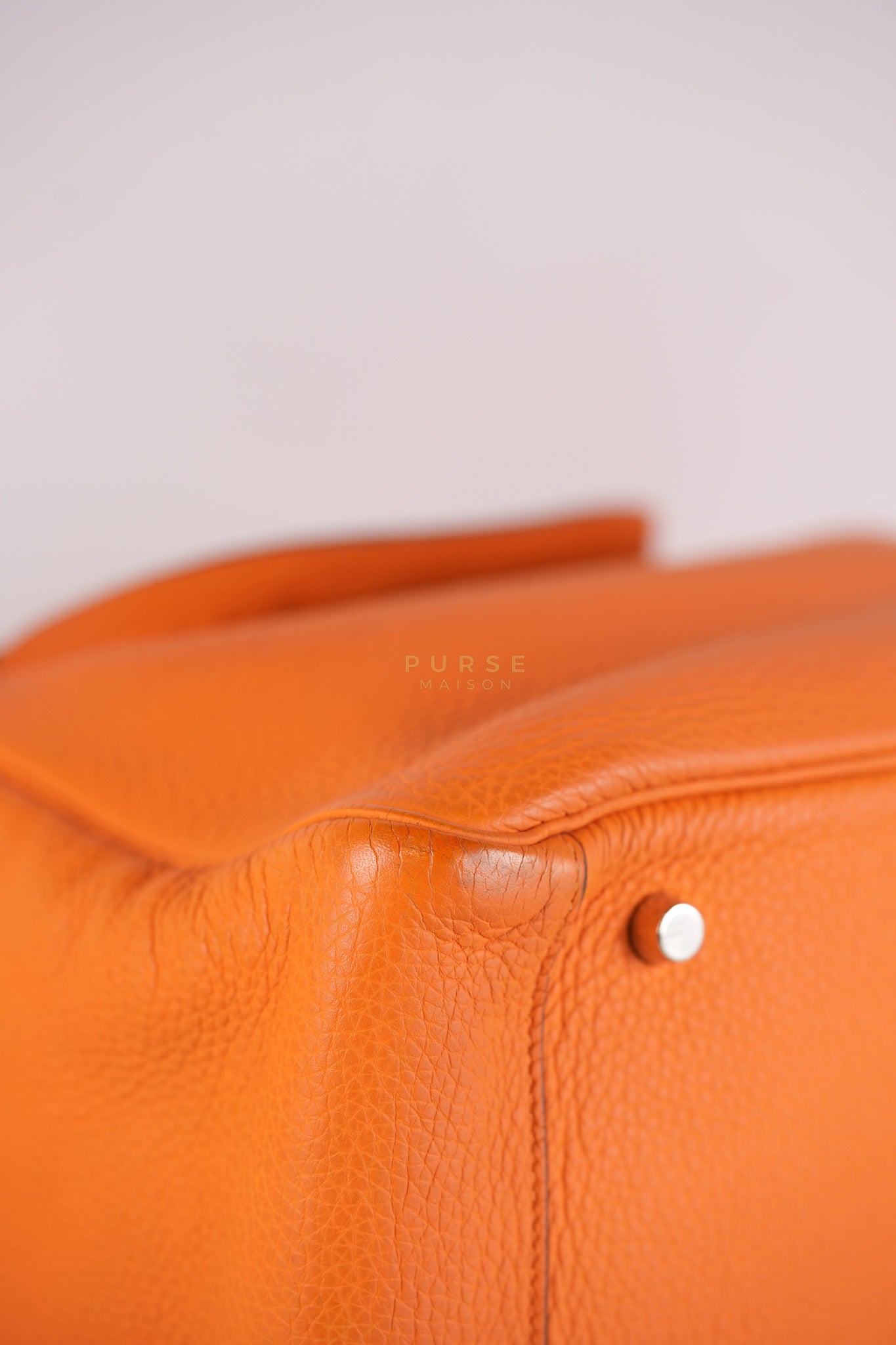 Lindy 36 Orange Clemence Leather Palladium Hardware Stamp Square O(2011) | Purse Maison Luxury Bags Shop