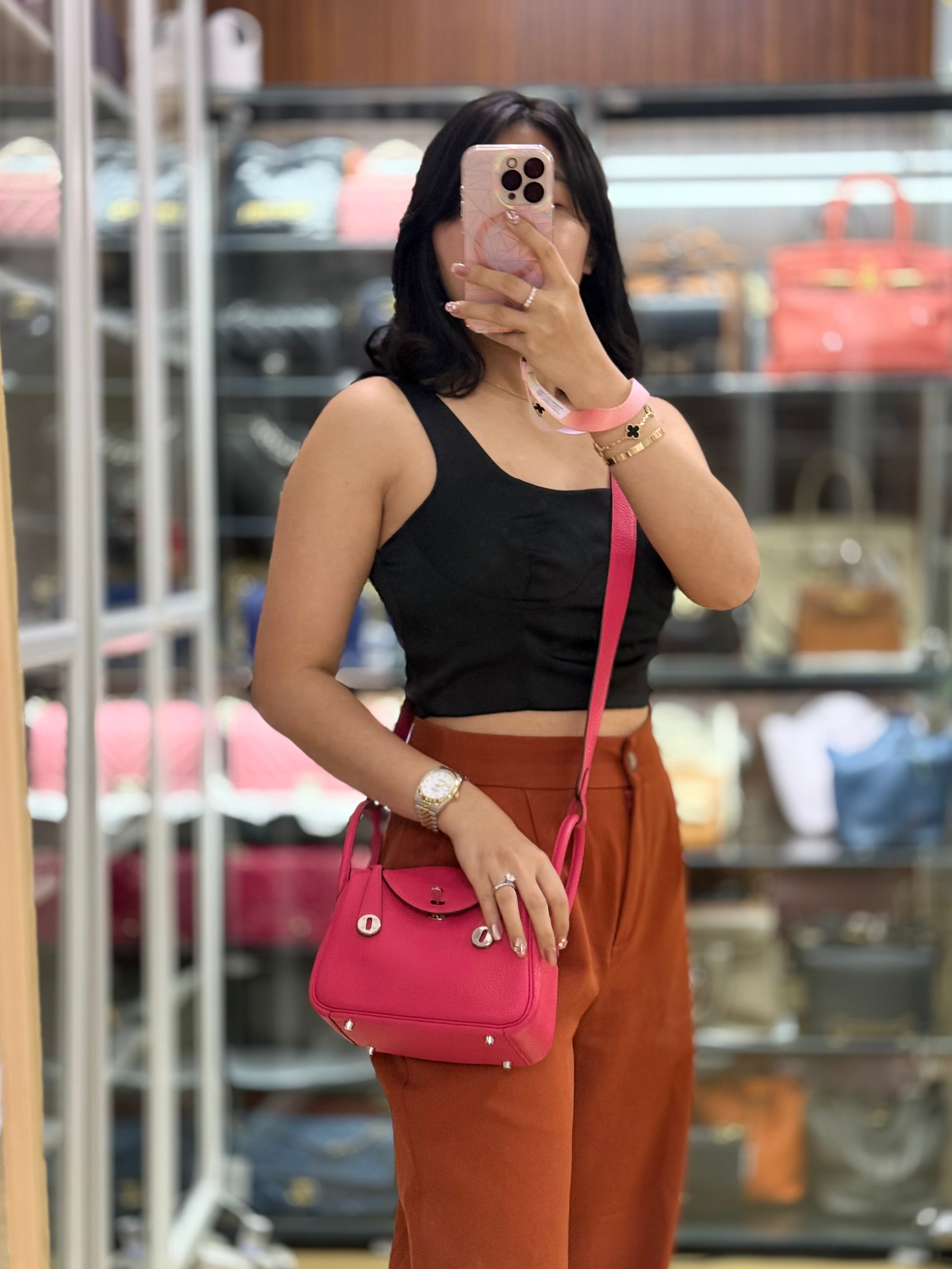 Lindy Mini Taurillion Clemence Rose Mexico in Palladium Hardware Stamp D (2019) | Purse Maison Luxury Bags Shop