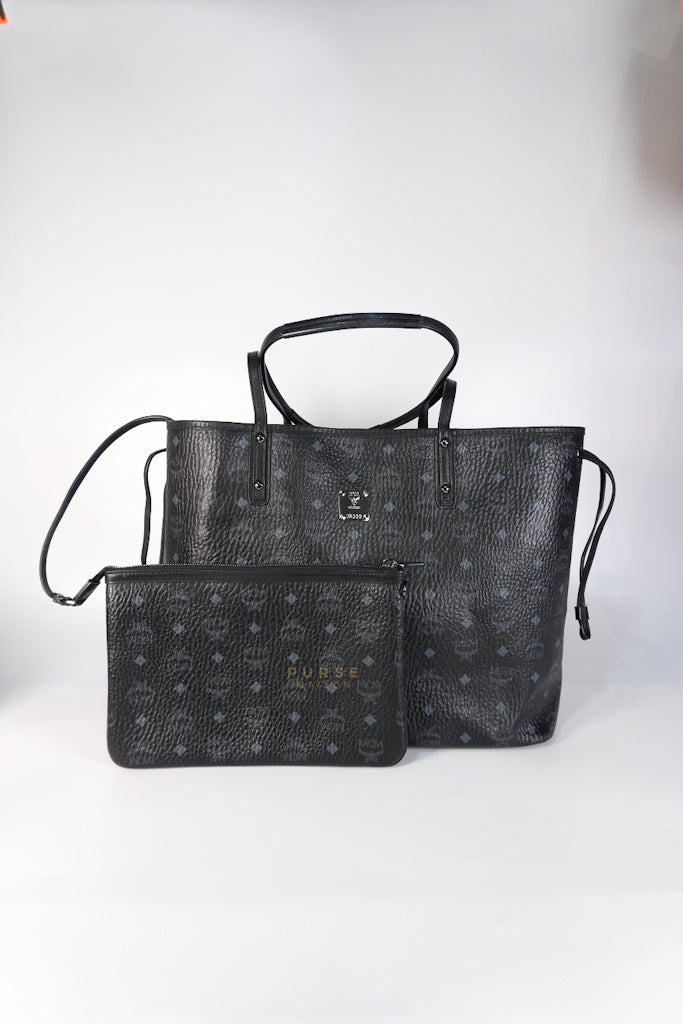 Liz Visetos Reversible Shopper Tote Bag Black | Purse Maison Luxury Bags Shop