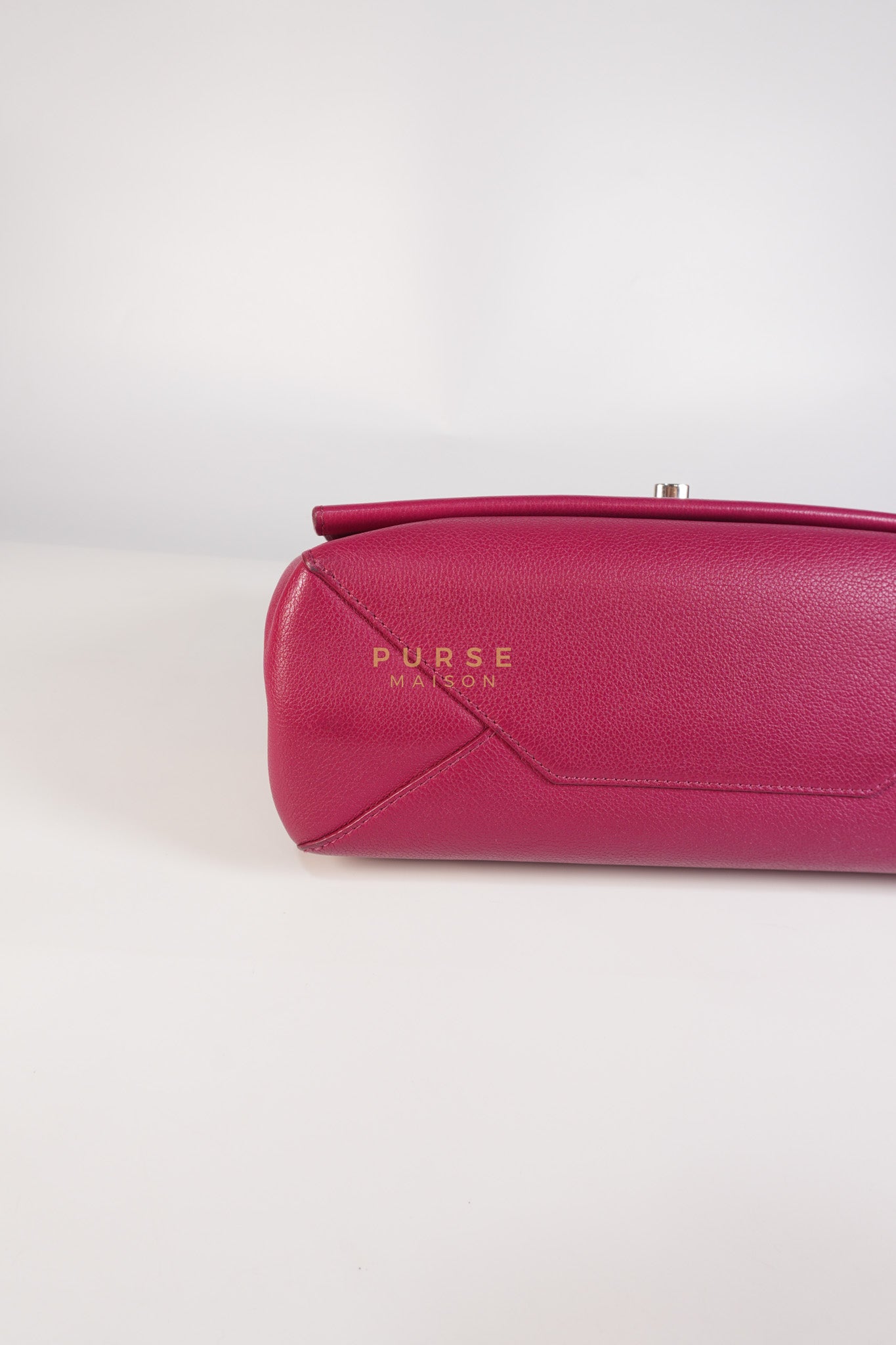 Lock Me II Top Handle Bag in Fuchsia Pink Calfskin Leather & Silver Hardware (Date Code: FL2165) | Purse Maison Luxury Bags Shop