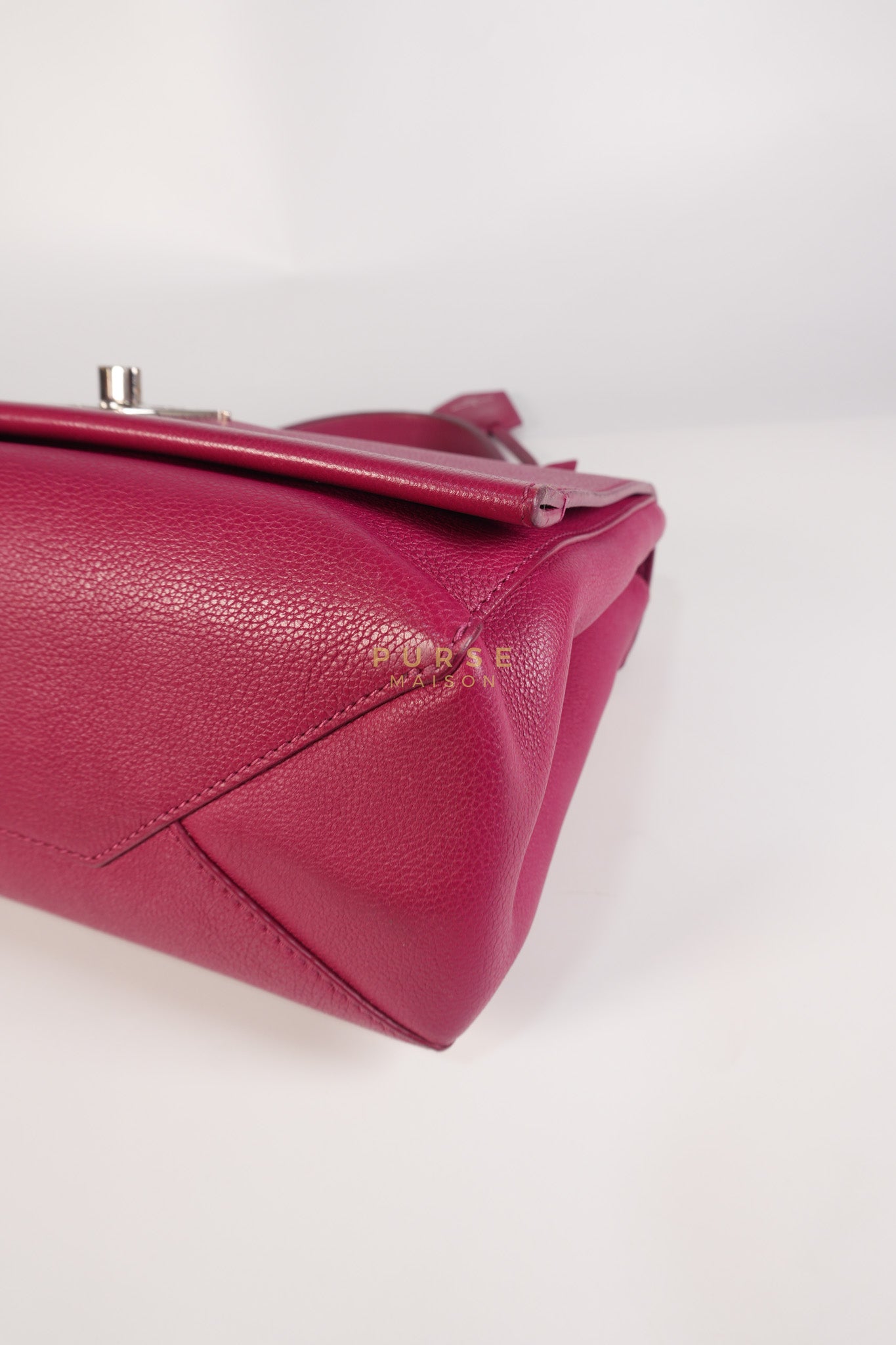Lock Me II Top Handle Bag in Fuchsia Pink Calfskin Leather & Silver Hardware (Date Code: FL2165) | Purse Maison Luxury Bags Shop