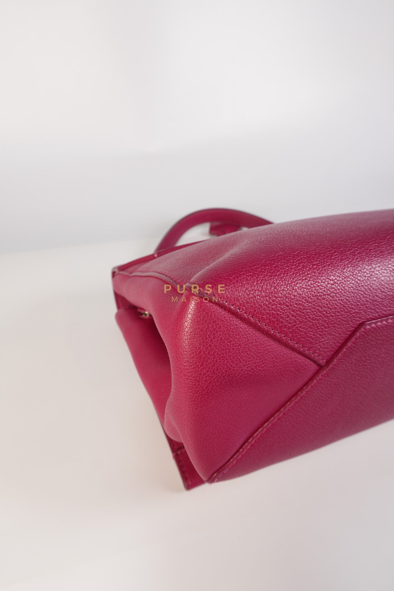 Lock Me II Top Handle Bag in Fuchsia Pink Calfskin Leather & Silver Hardware (Date Code: FL2165) | Purse Maison Luxury Bags Shop