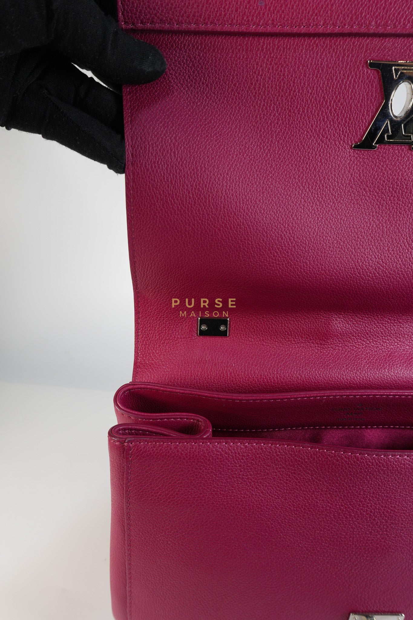 Lock Me II Top Handle Bag in Fuchsia Pink Calfskin Leather & Silver Hardware (Date Code: FL2165) | Purse Maison Luxury Bags Shop