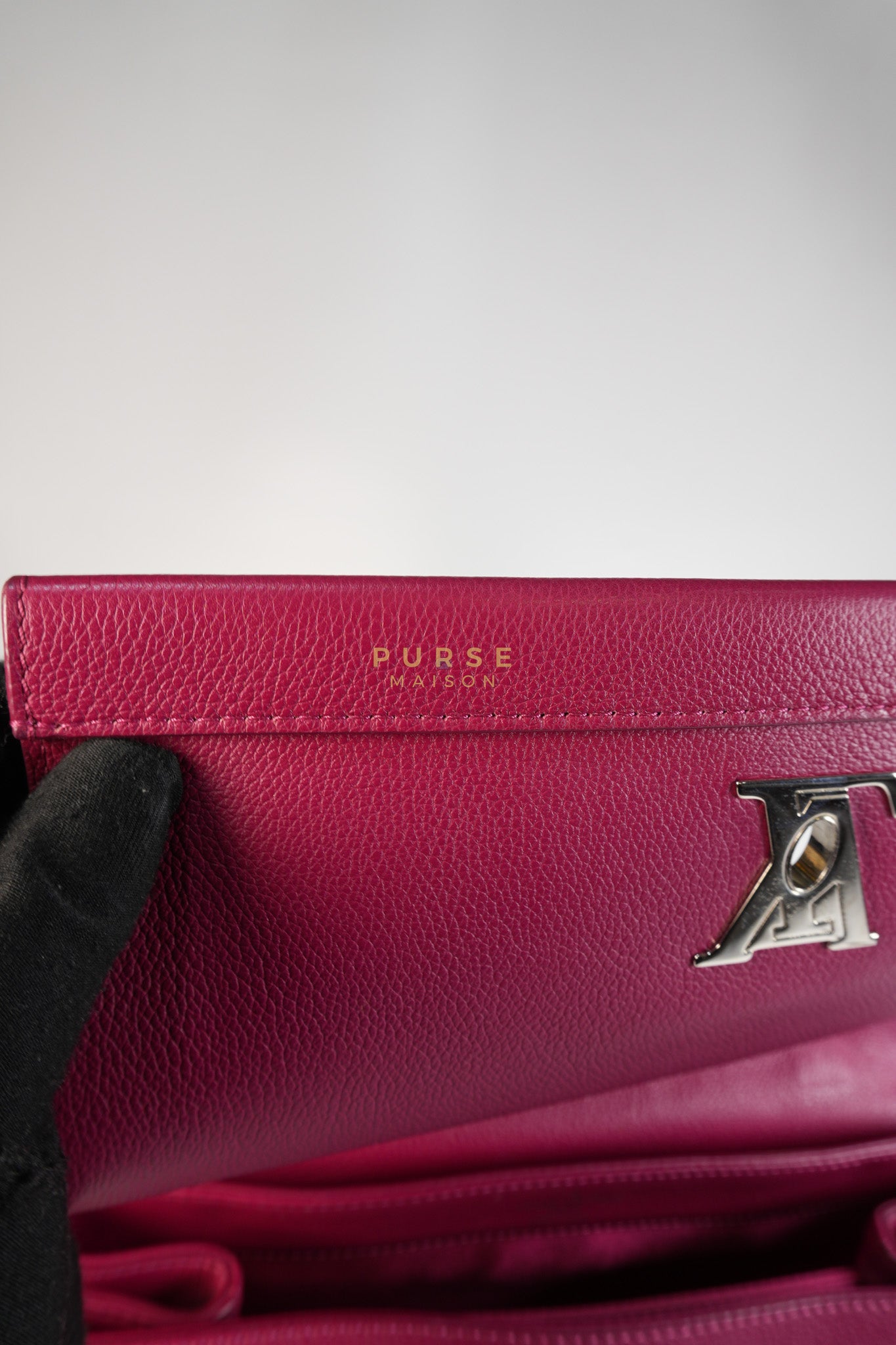 Lock Me II Top Handle Bag in Fuchsia Pink Calfskin Leather & Silver Hardware (Date Code: FL2165) | Purse Maison Luxury Bags Shop
