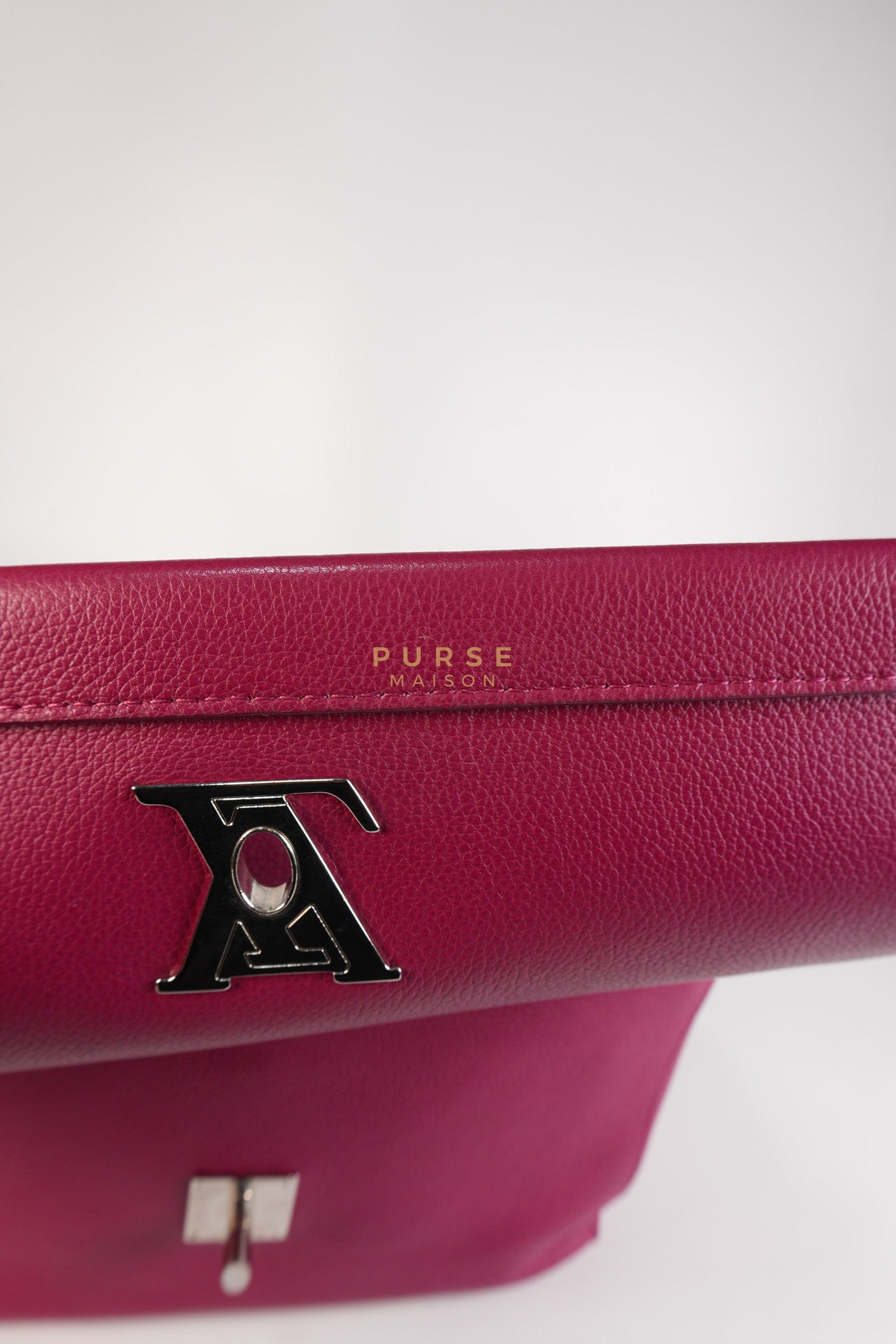 Lock Me II Top Handle Bag in Fuchsia Pink Calfskin Leather & Silver Hardware (Date Code: FL2165) | Purse Maison Luxury Bags Shop