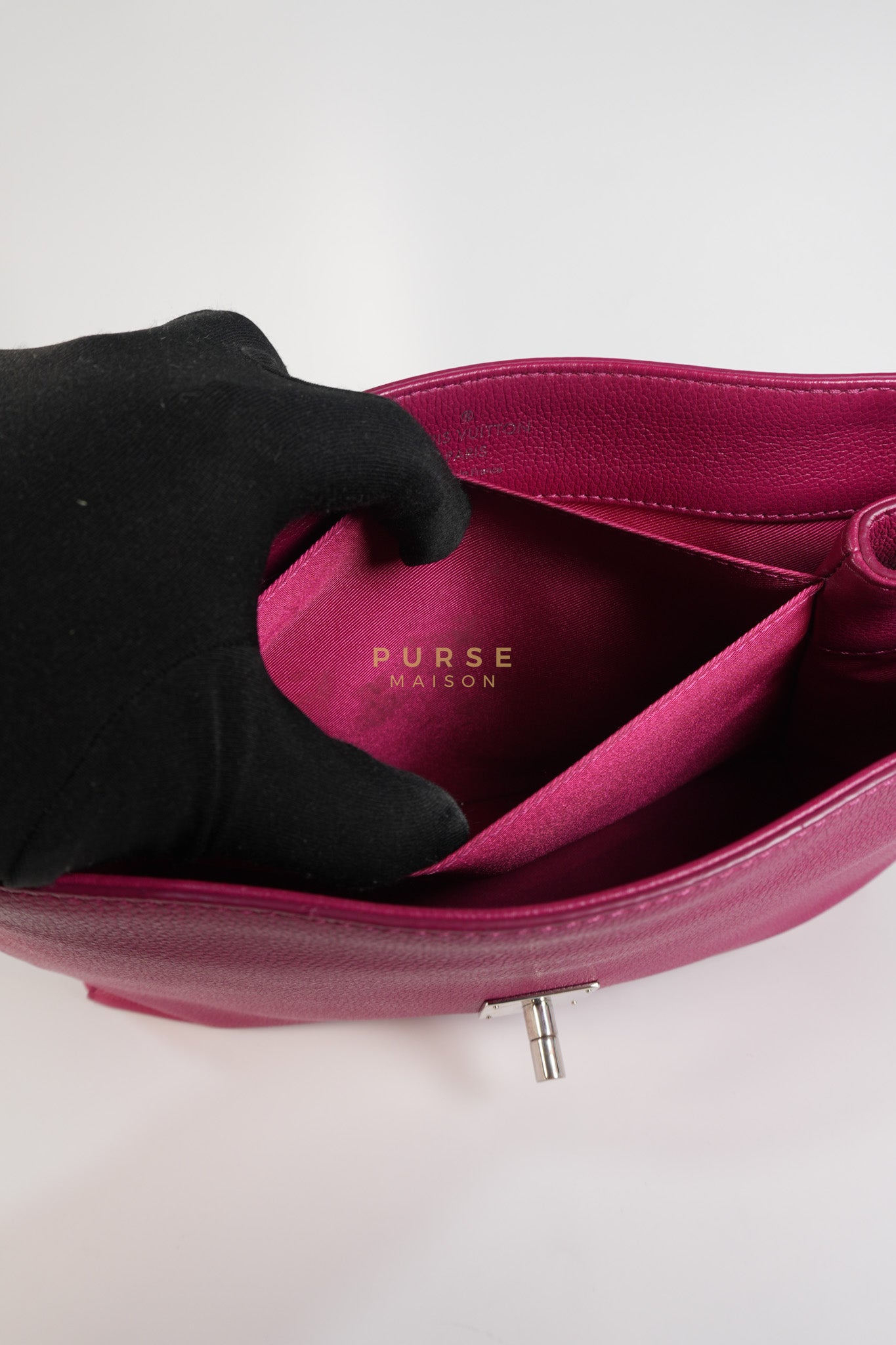 Lock Me II Top Handle Bag in Fuchsia Pink Calfskin Leather & Silver Hardware (Date Code: FL2165) | Purse Maison Luxury Bags Shop