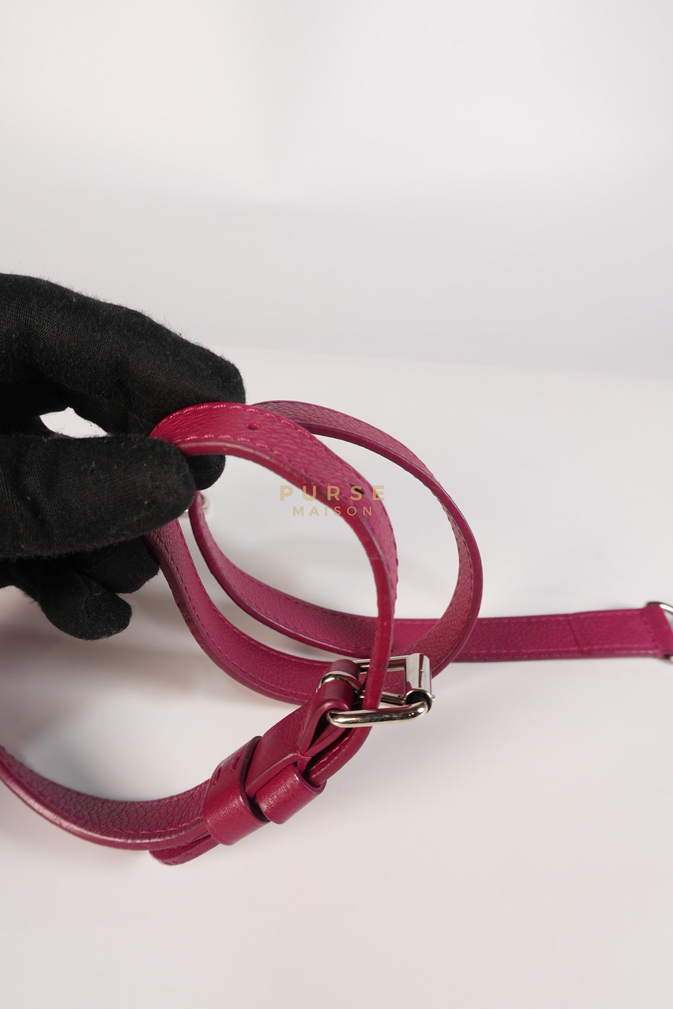 Lock Me II Top Handle Bag in Fuchsia Pink Calfskin Leather & Silver Hardware (Date Code: FL2165) | Purse Maison Luxury Bags Shop