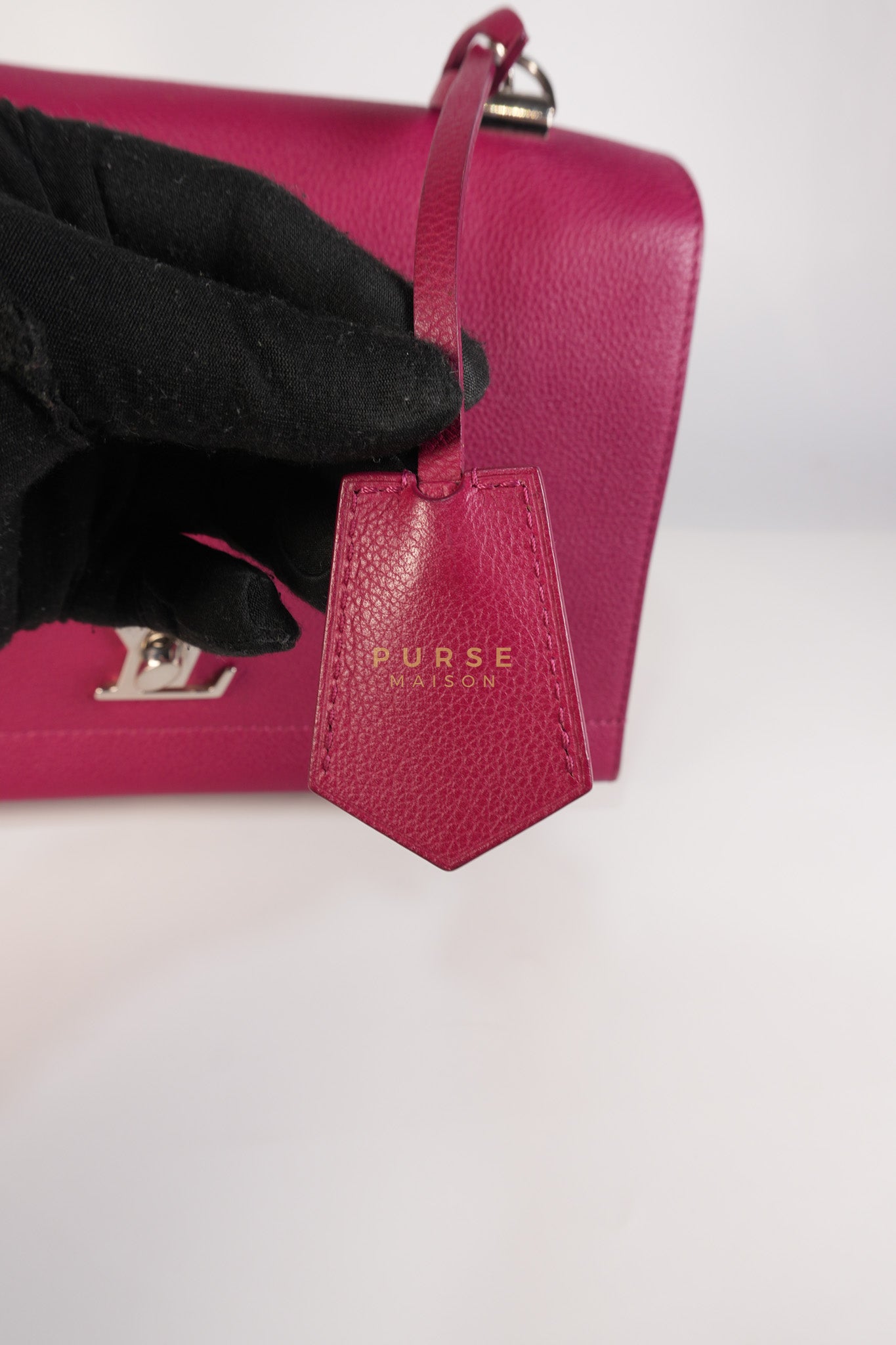 Lock Me II Top Handle Bag in Fuchsia Pink Calfskin Leather & Silver Hardware (Date Code: FL2165) | Purse Maison Luxury Bags Shop