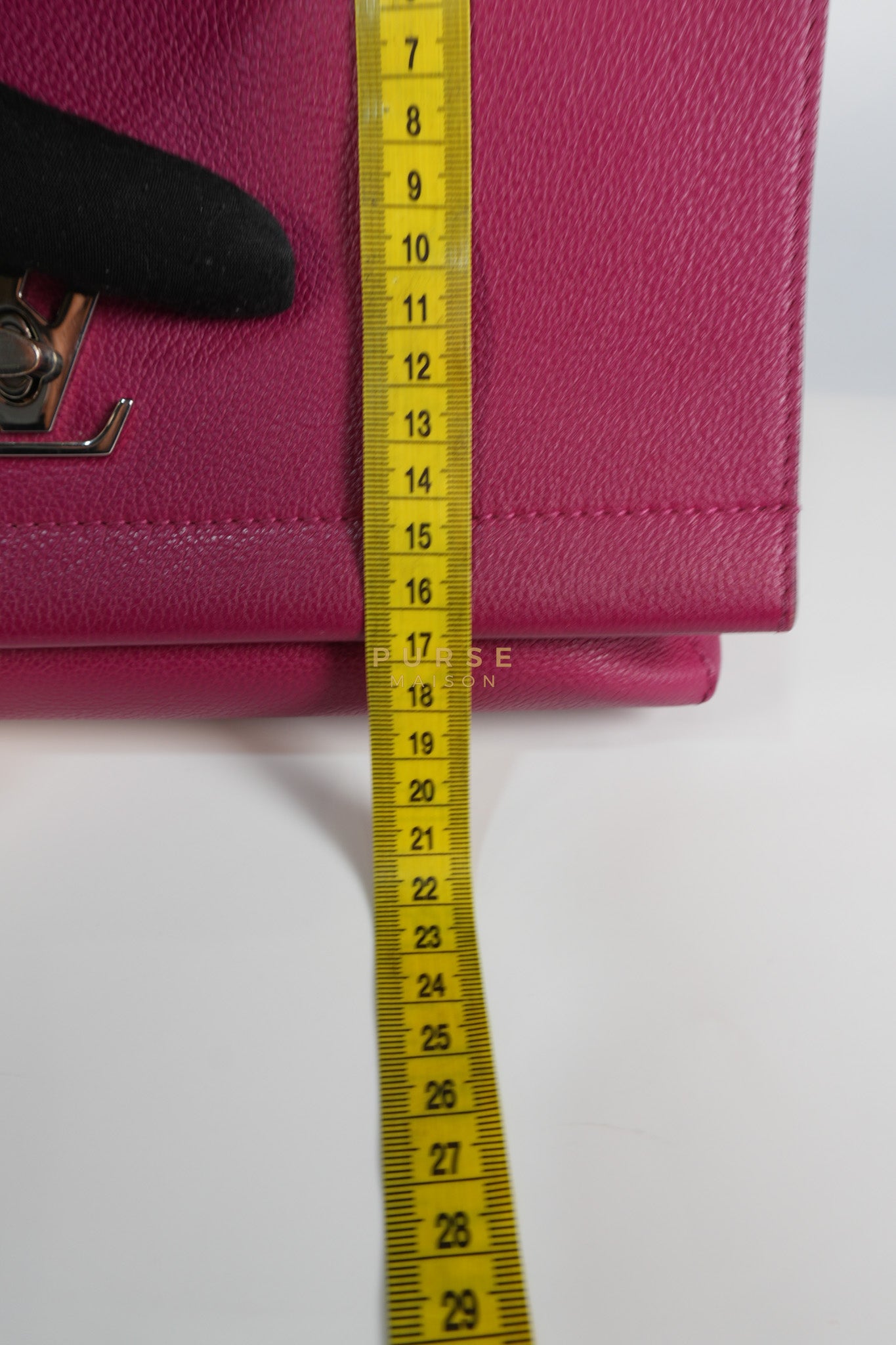 Lock Me II Top Handle Bag in Fuchsia Pink Calfskin Leather & Silver Hardware (Date Code: FL2165) | Purse Maison Luxury Bags Shop