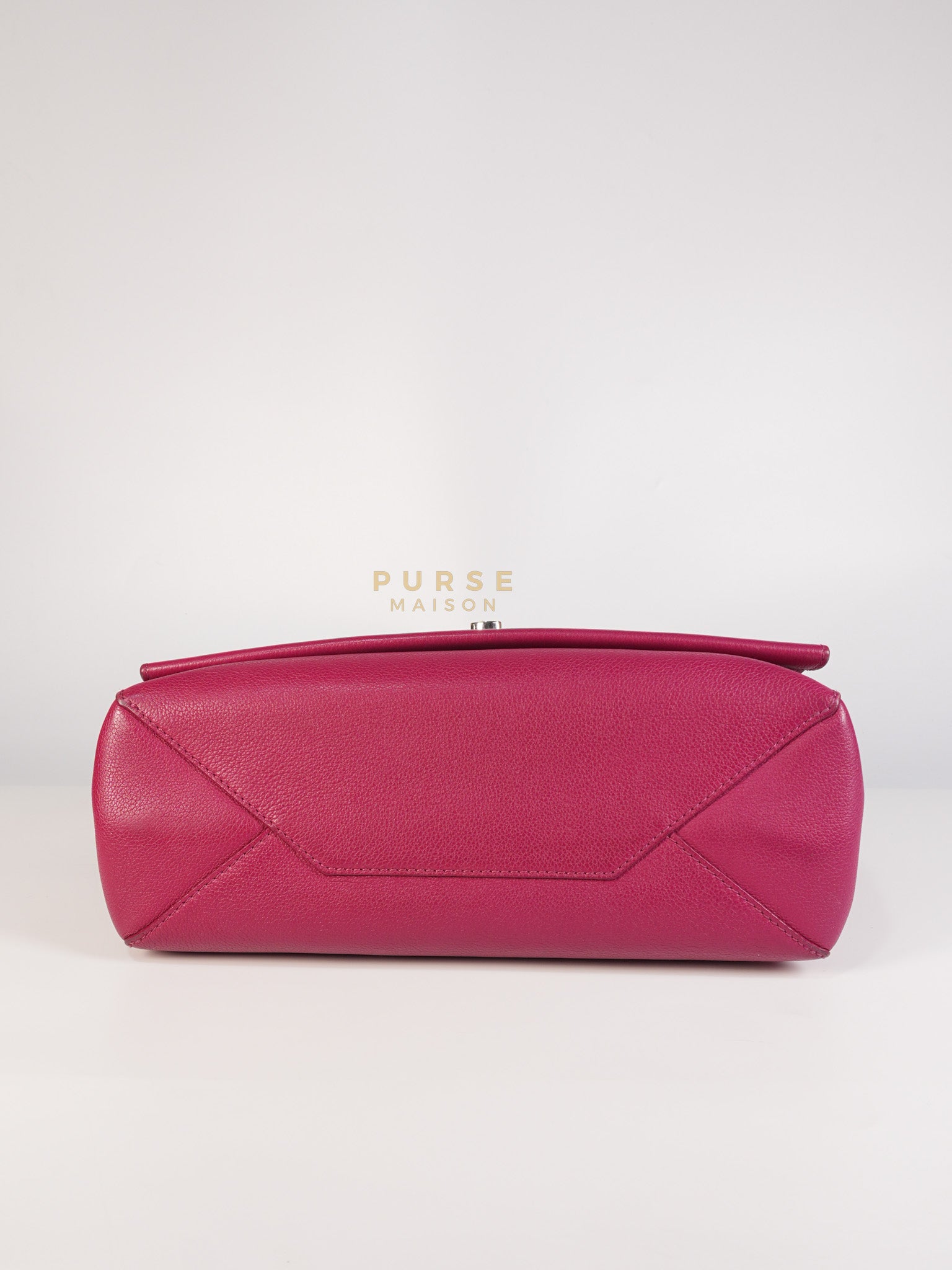 Lock Me II Top Handle Bag in Fuchsia Pink Calfskin Leather & Silver Hardware (Date Code: FL2165) | Purse Maison Luxury Bags Shop