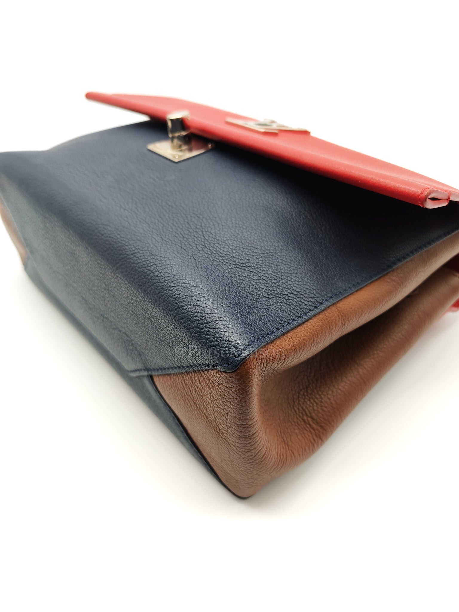 LockMe II 2 Way Handbag Red/Brown/Navy Silver Hardware (Microchip) | Purse Maison Luxury Bags Shop