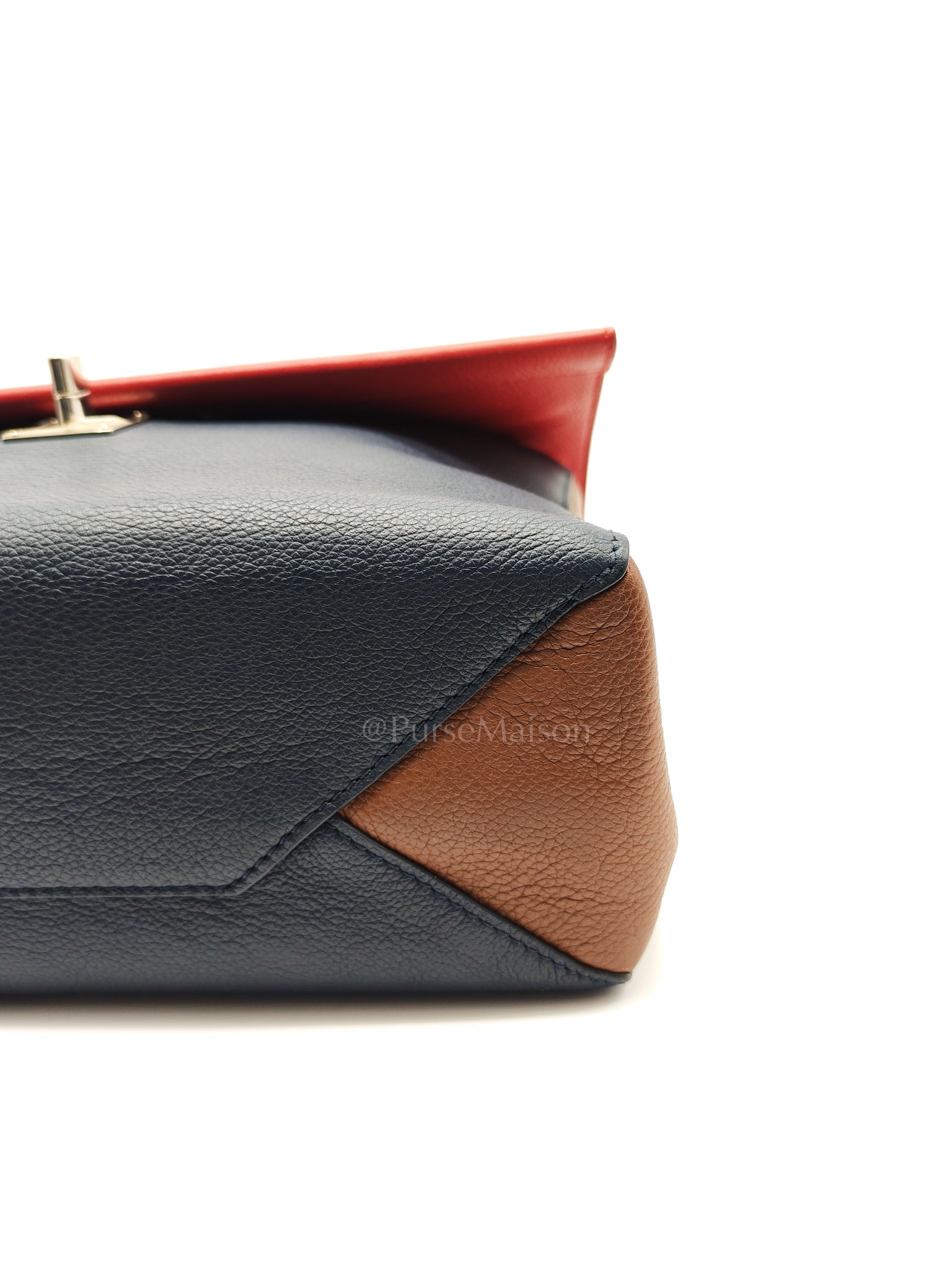 LockMe II 2 Way Handbag Red/Brown/Navy Silver Hardware (Microchip) | Purse Maison Luxury Bags Shop