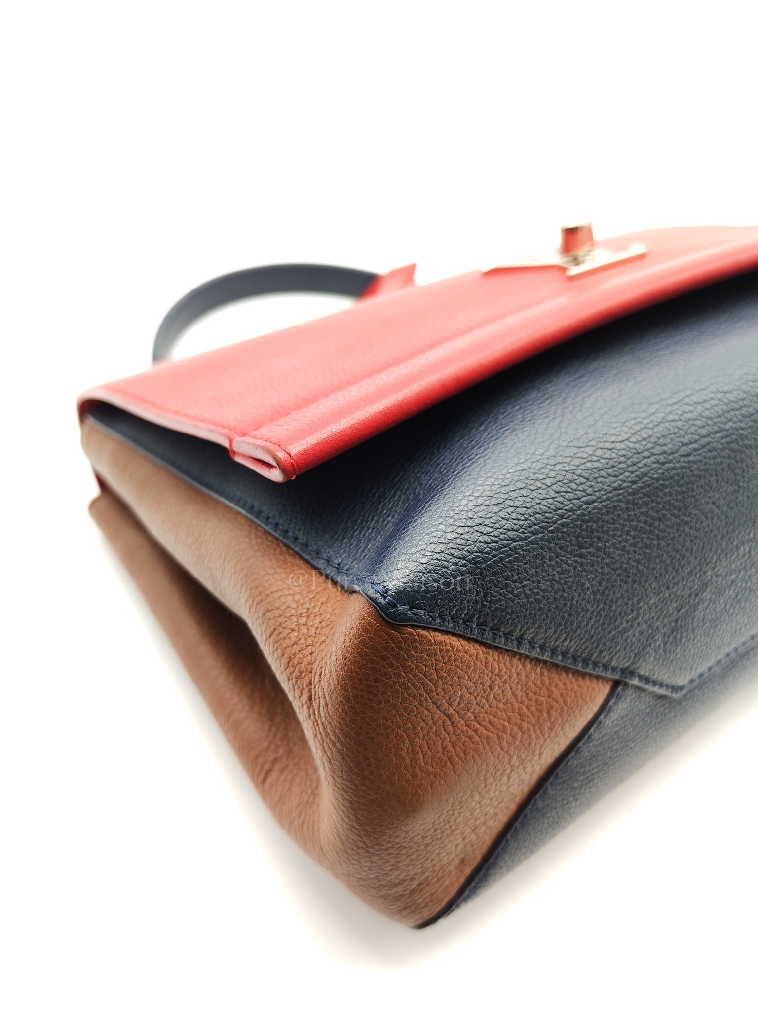 LockMe II 2 Way Handbag Red/Brown/Navy Silver Hardware (Microchip) | Purse Maison Luxury Bags Shop