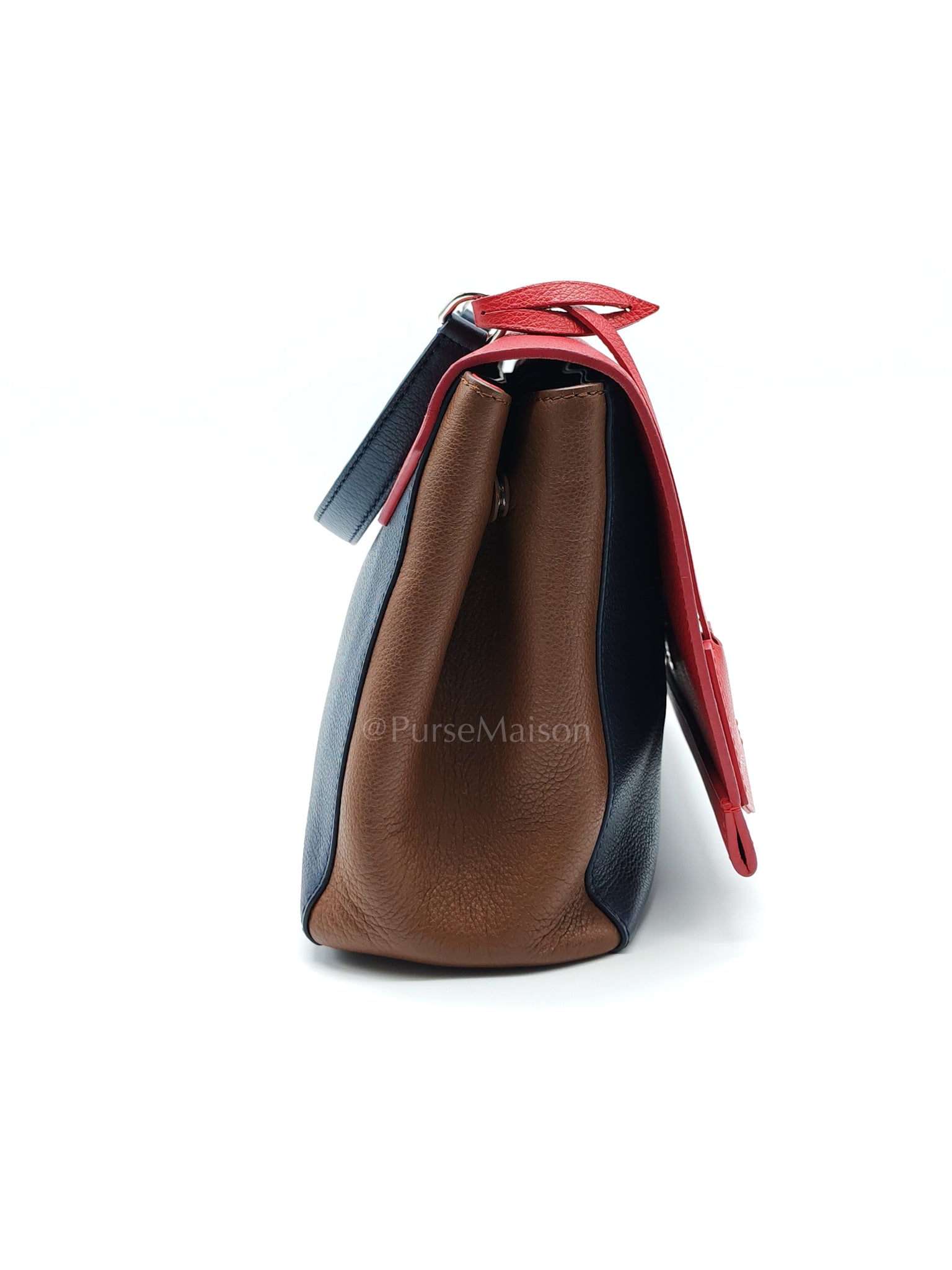 LockMe II 2 Way Handbag Red/Brown/Navy Silver Hardware (Microchip) | Purse Maison Luxury Bags Shop