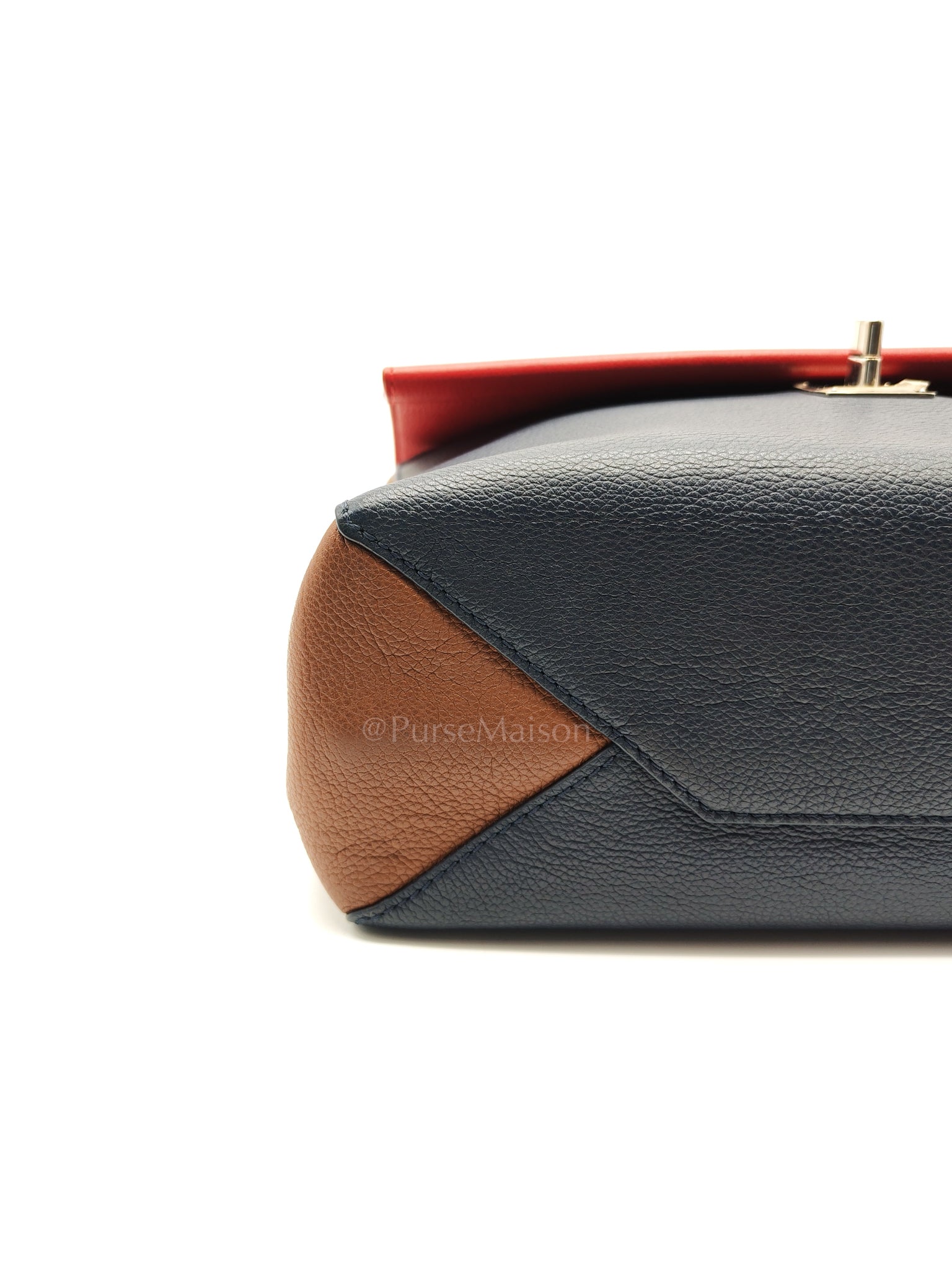 LockMe II 2 Way Handbag Red/Brown/Navy Silver Hardware (Microchip) | Purse Maison Luxury Bags Shop