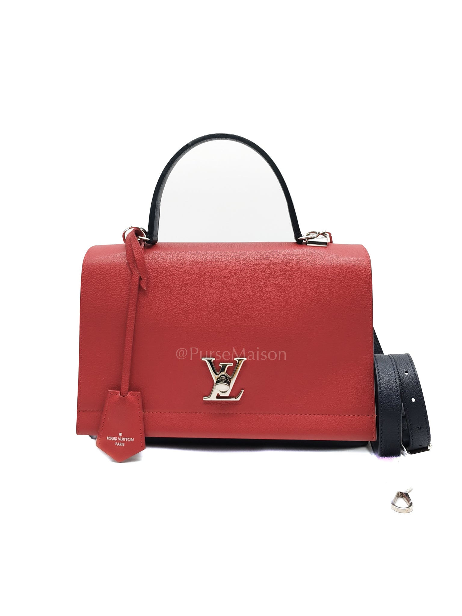 LockMe II 2 Way Handbag Red/Brown/Navy Silver Hardware (Microchip) | Purse Maison Luxury Bags Shop