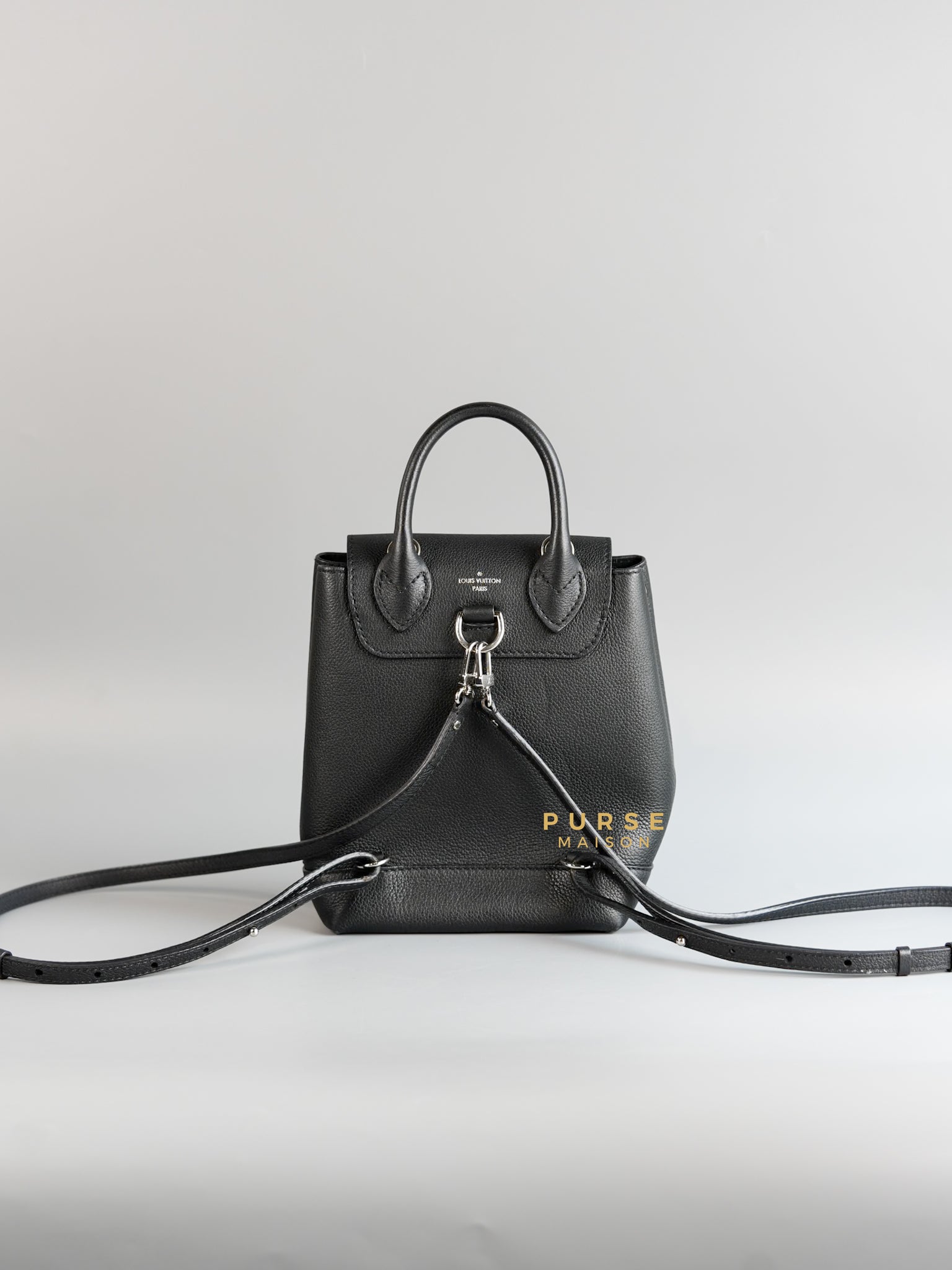 LockMe Mini Backpack in Black & Silver Hardware (Date Coce: DU4128) | Purse Maison Luxury Bags Shop