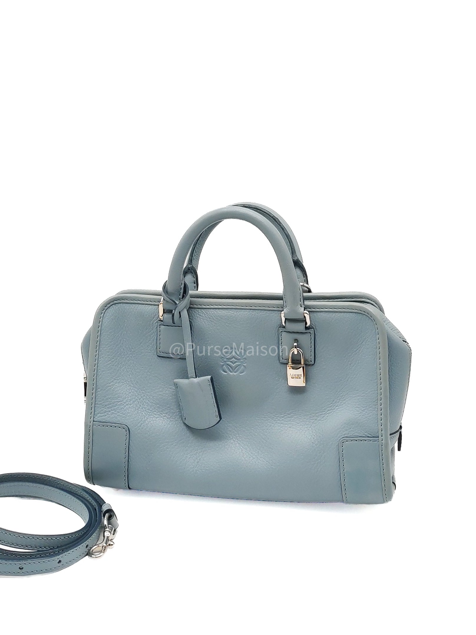 Loewe Amazon Small Stone Blue Soft Graine Calfskin Leather Shoulder Bag | Purse Maison Luxury Bags Shop