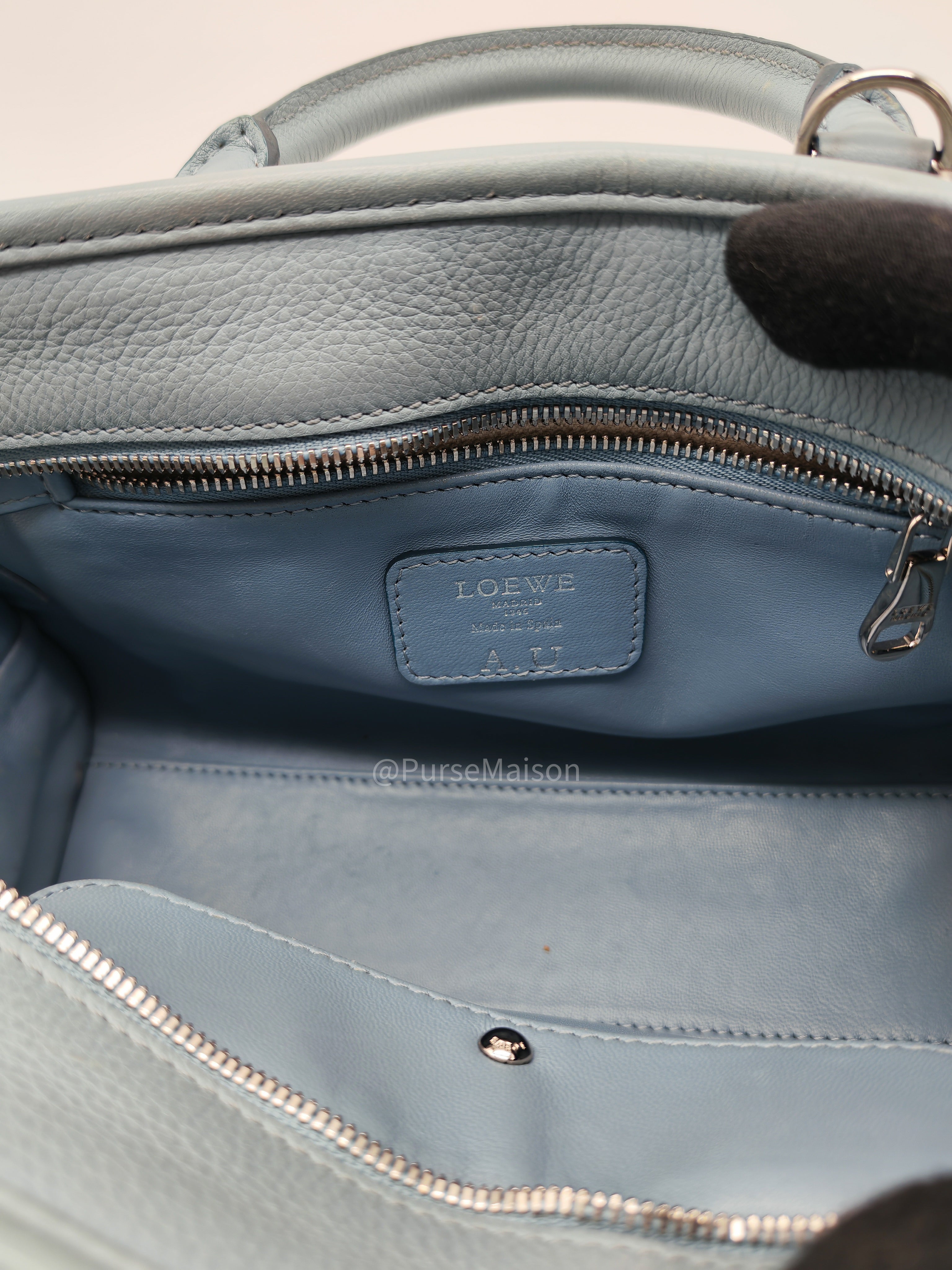 Loewe Amazon Small Stone Blue Soft Graine Calfskin Leather Shoulder Bag | Purse Maison Luxury Bags Shop