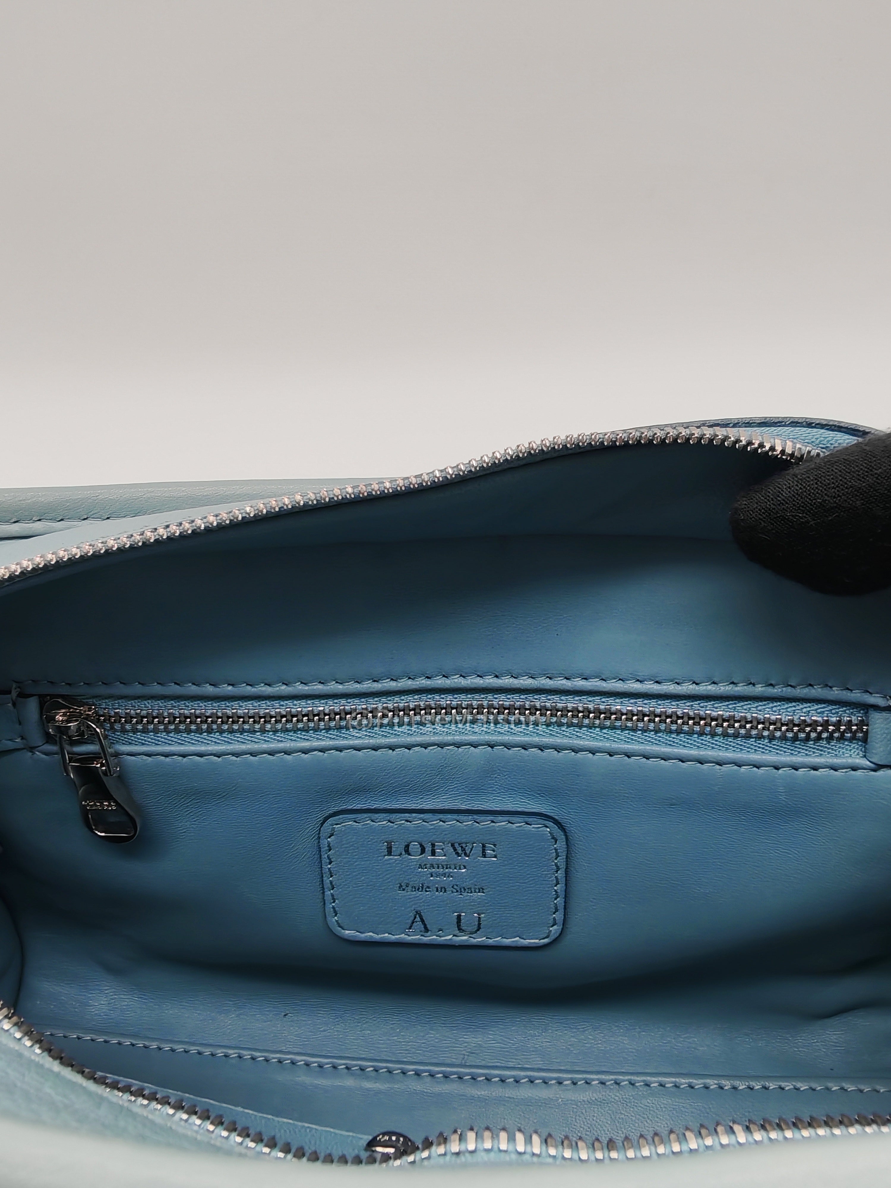 Loewe Amazon Small Stone Blue Soft Graine Calfskin Leather Shoulder Bag | Purse Maison Luxury Bags Shop