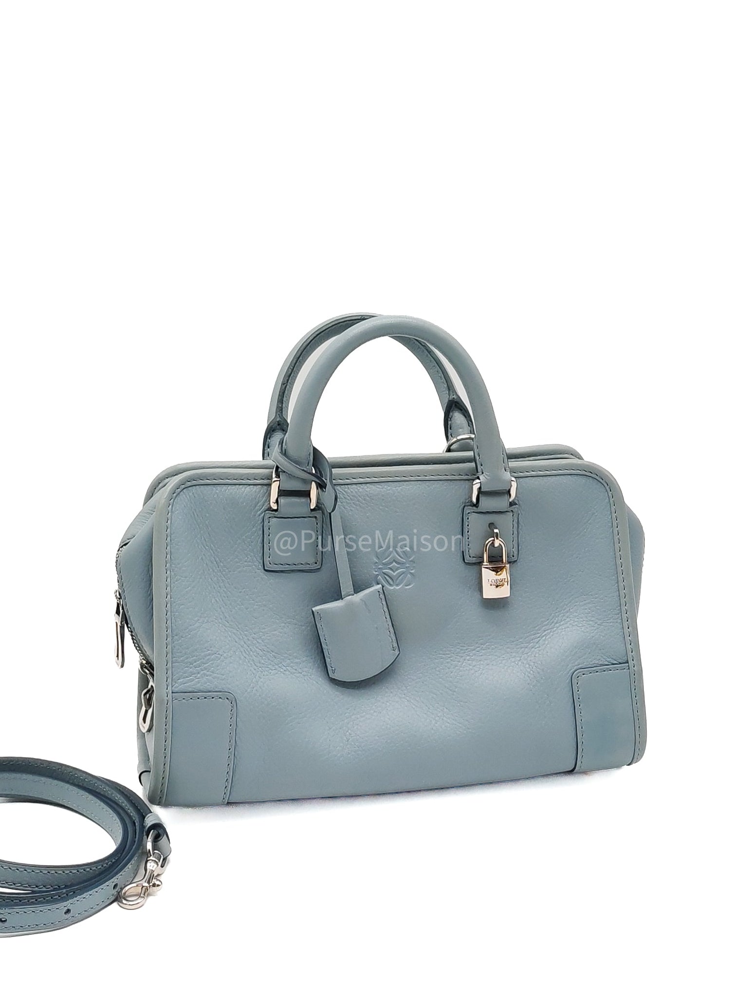 Loewe Amazon Small Stone Blue Soft Graine Calfskin Leather Shoulder Bag | Purse Maison Luxury Bags Shop