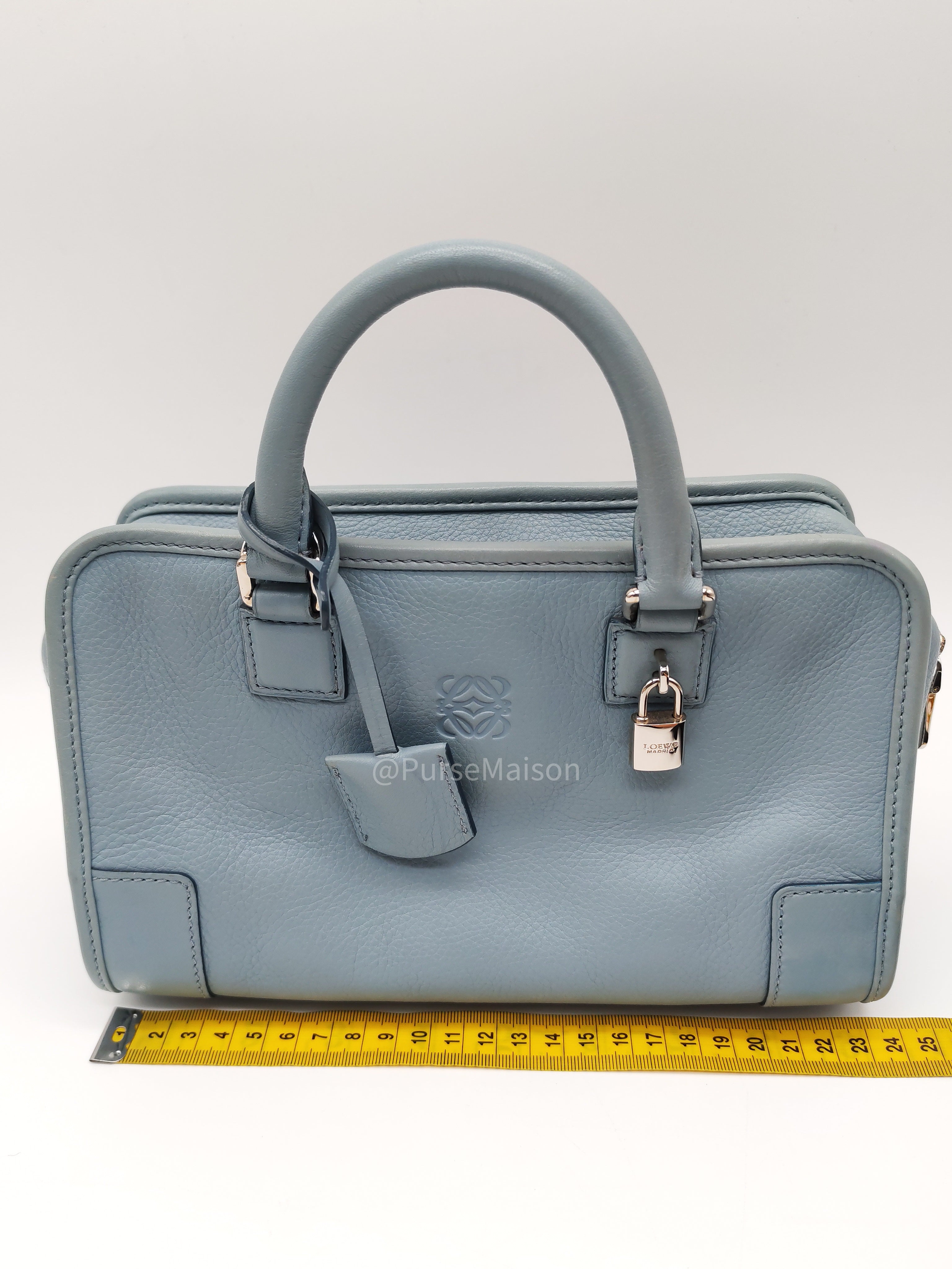Loewe Amazon Small Stone Blue Soft Graine Calfskin Leather Shoulder Bag | Purse Maison Luxury Bags Shop