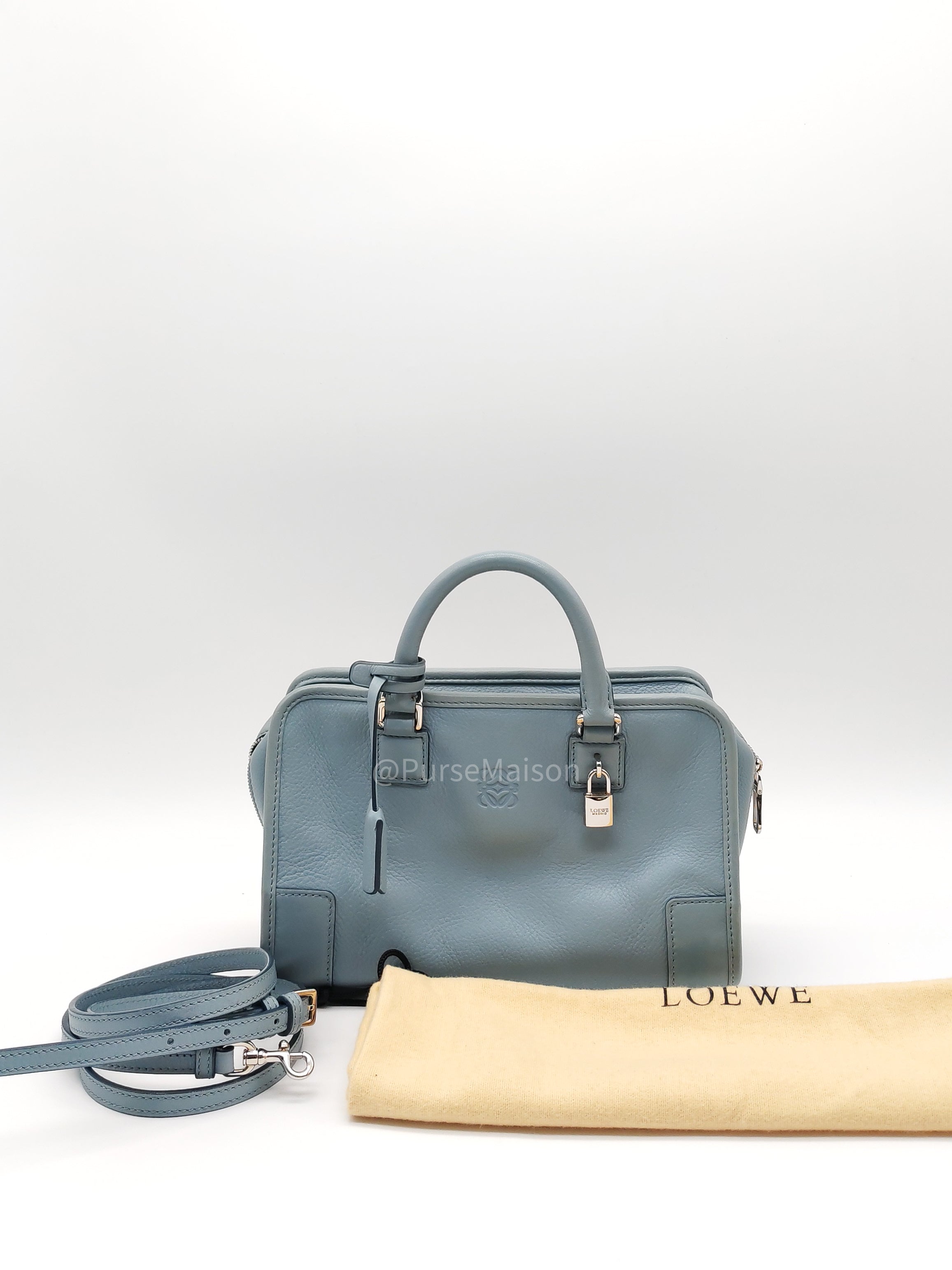 Loewe Amazon Small Stone Blue Soft Graine Calfskin Leather Shoulder Bag | Purse Maison Luxury Bags Shop