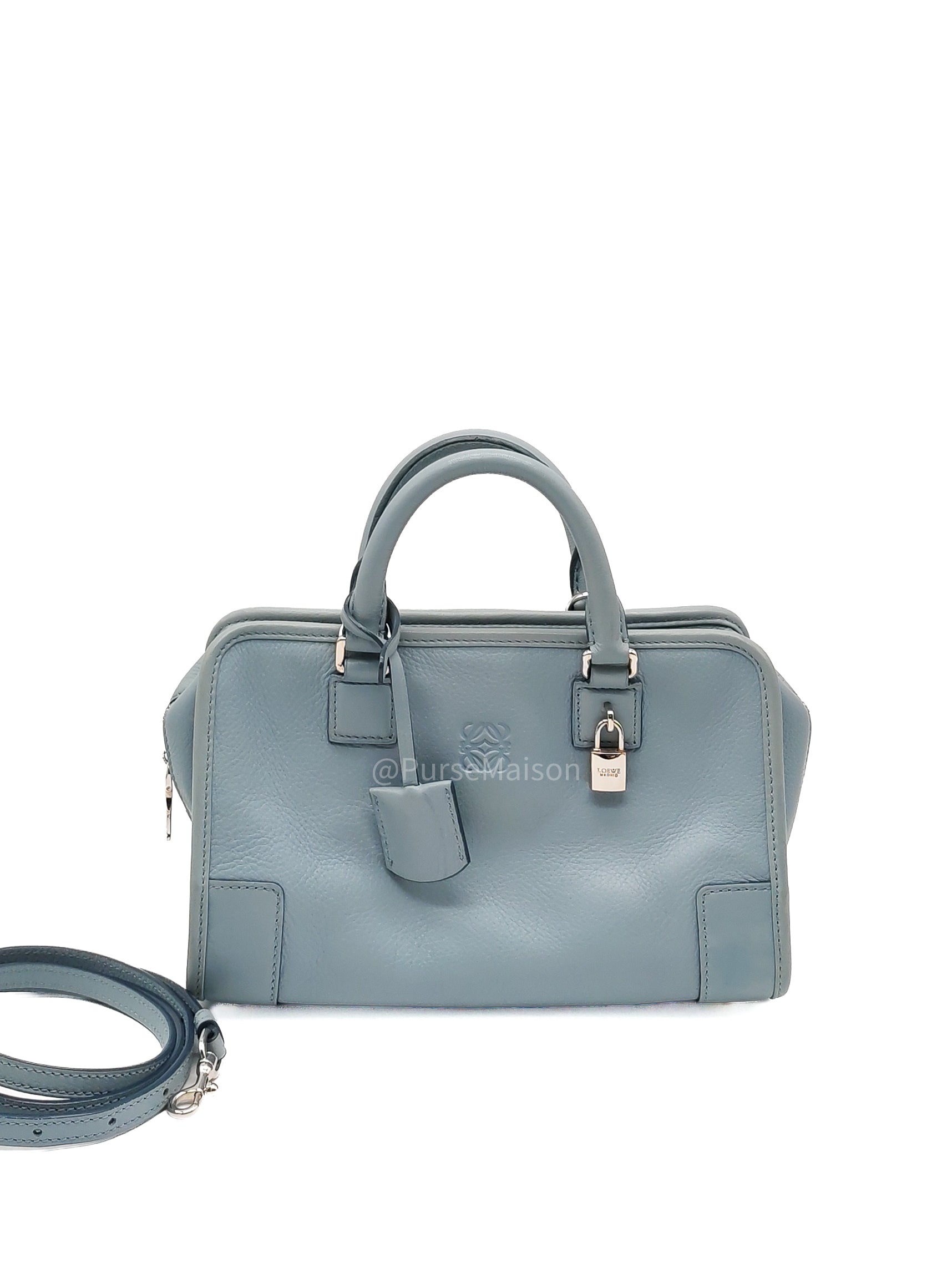 Loewe Amazon Small Stone Blue Soft Graine Calfskin Leather Shoulder Bag | Purse Maison Luxury Bags Shop