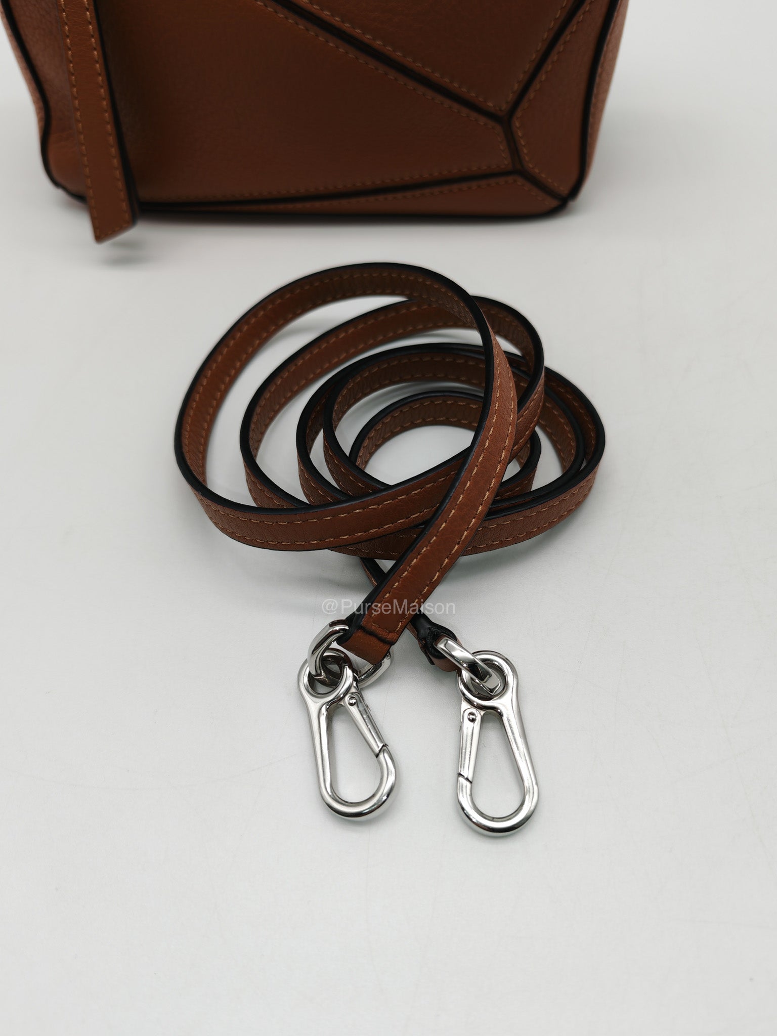 Loewe Bolso Puzzle Bag Mini in Tan Soft Grained Calfskin Silver Hardware(Old Version) | Purse Maison Luxury Bags Shop