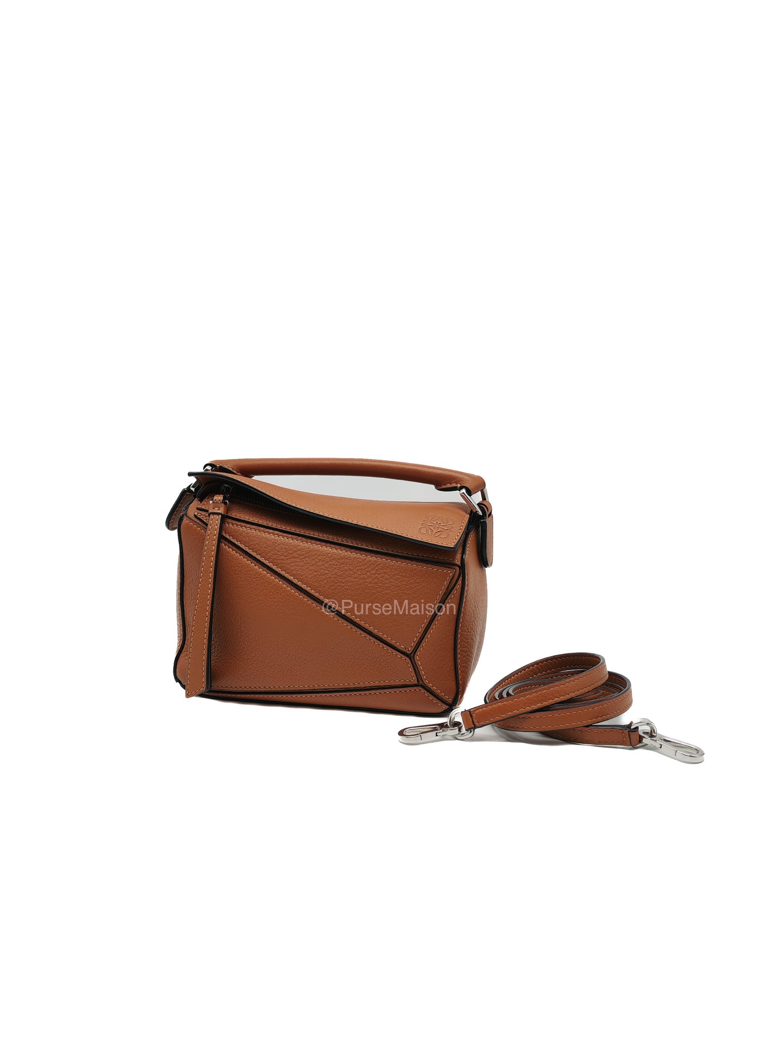 Loewe Bolso Puzzle Bag Mini in Tan Soft Grained Calfskin Silver Hardware(Old Version) | Purse Maison Luxury Bags Shop