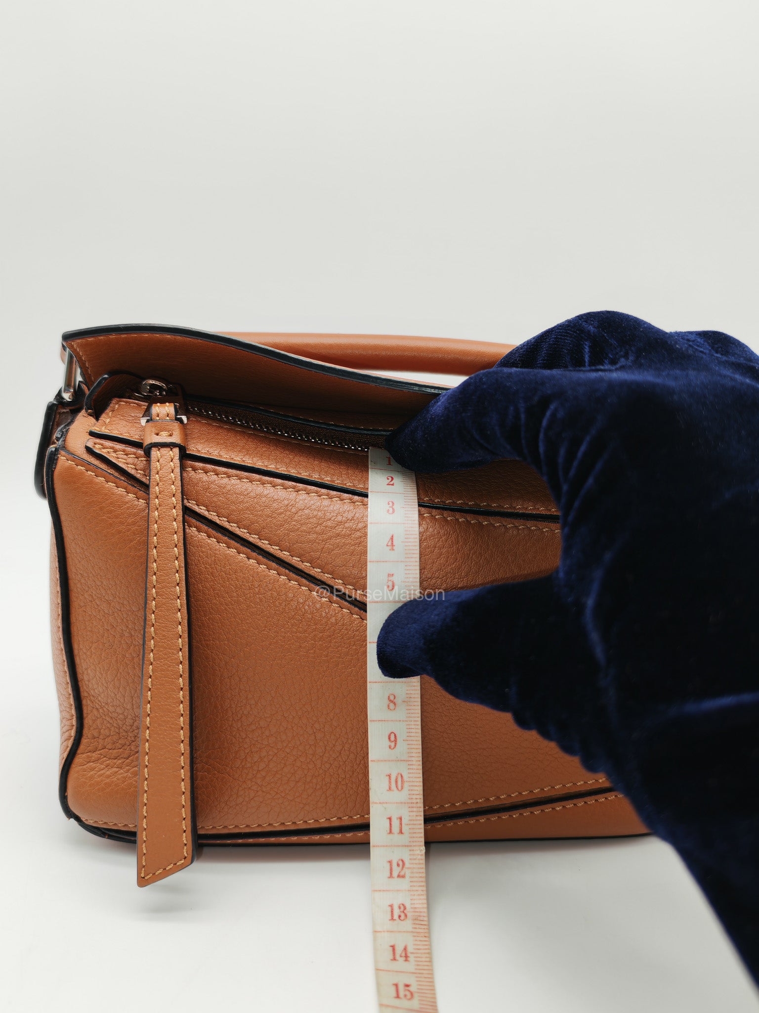 Loewe Bolso Puzzle Bag Mini in Tan Soft Grained Calfskin Silver Hardware(Old Version) | Purse Maison Luxury Bags Shop