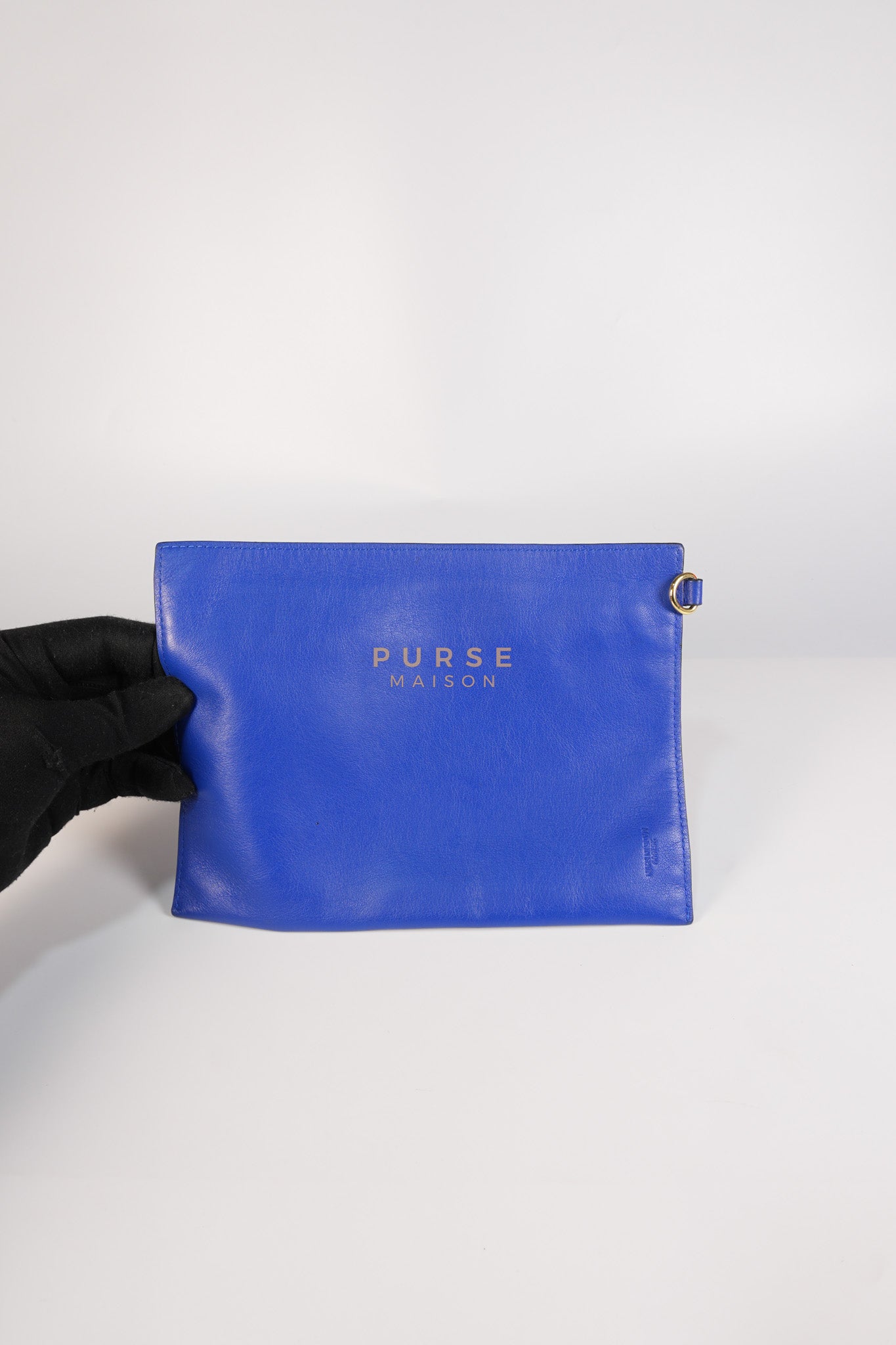 Compact Hammock Bag Large in Blue Calfskin Leather Gold Hardware | Purse Maison Luxury Bags Shop