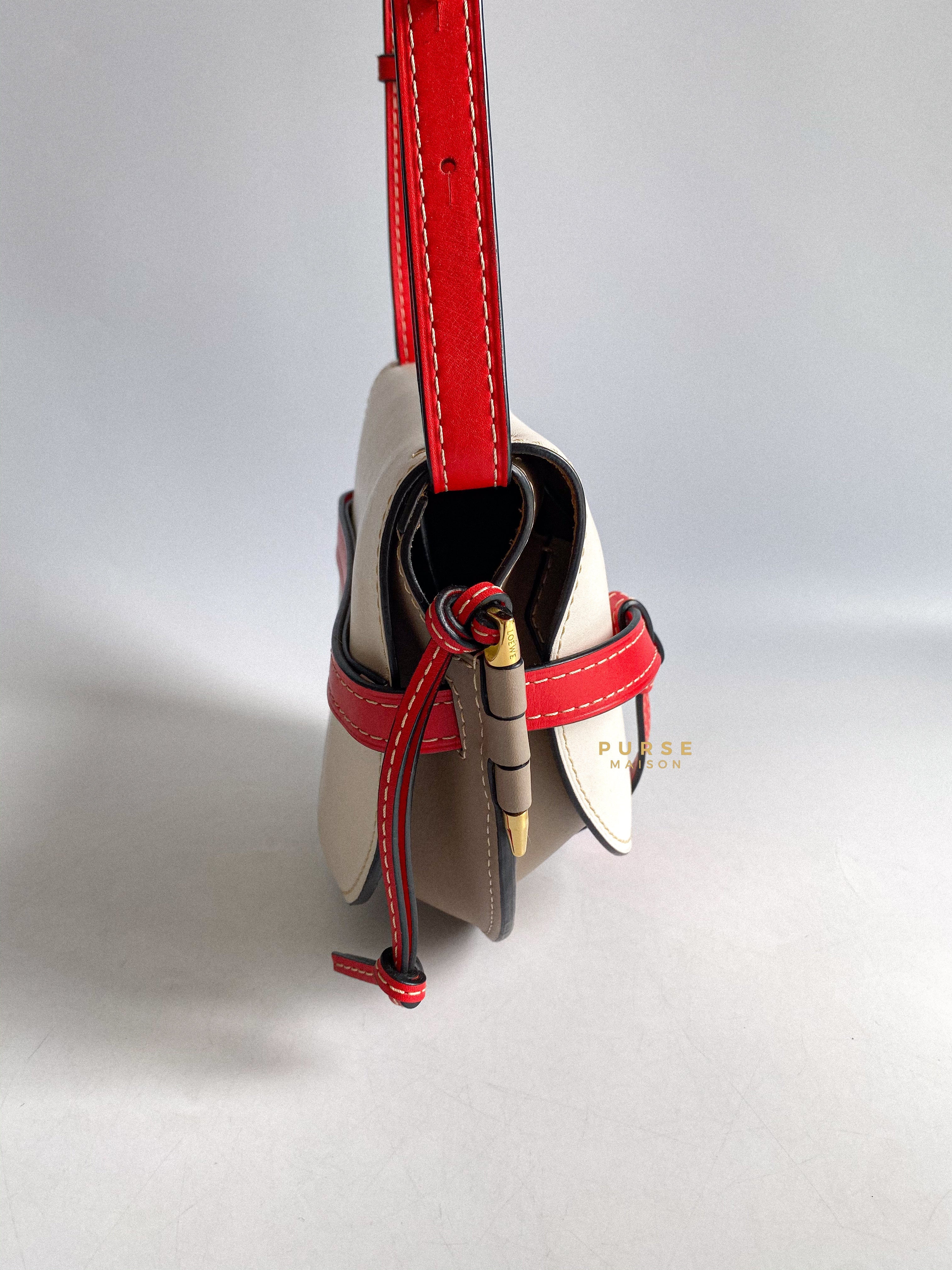 Loewe Gate Small in Red/White/Gray Leather