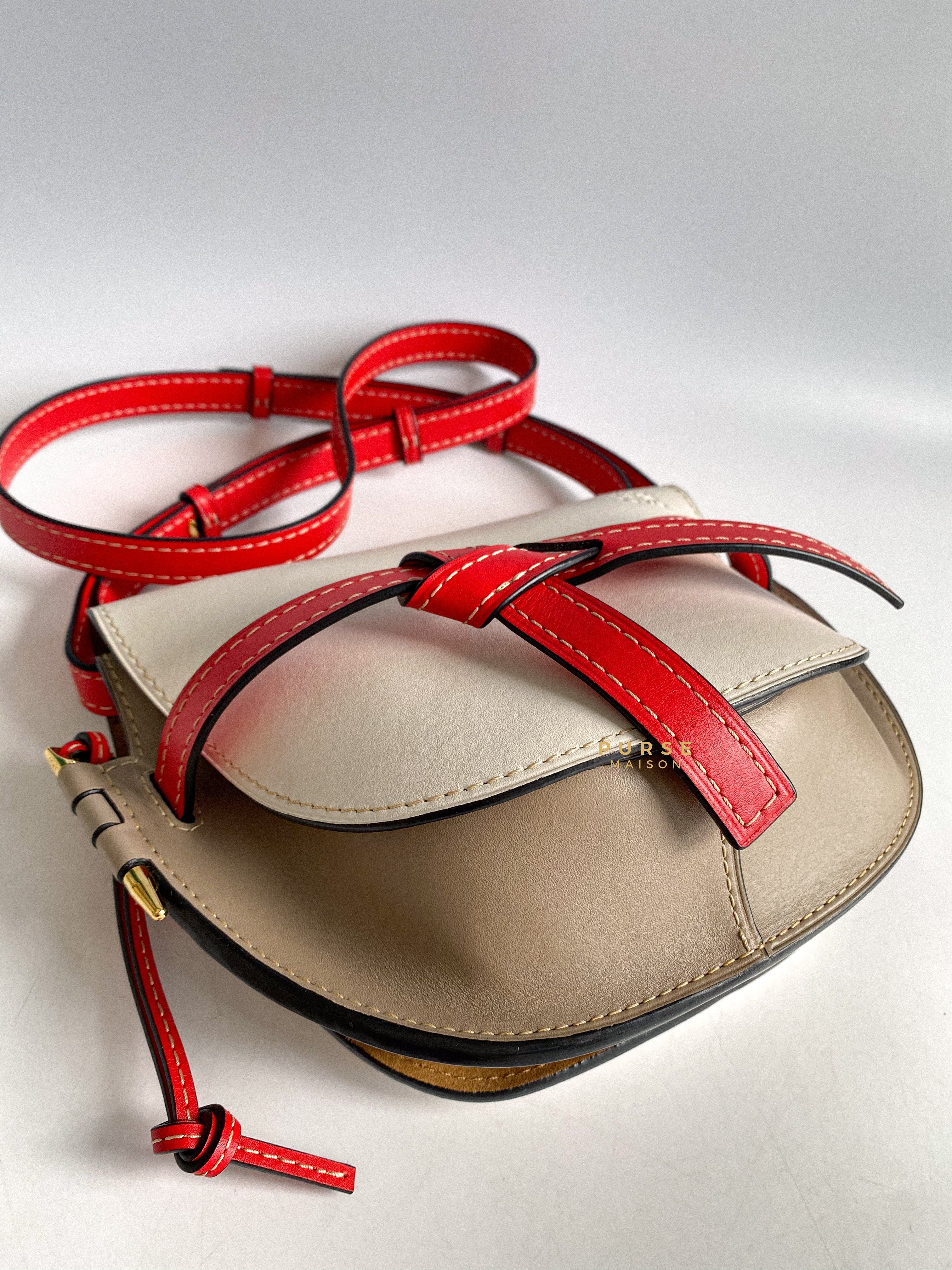 Loewe Gate Small in Red/White/Gray Leather