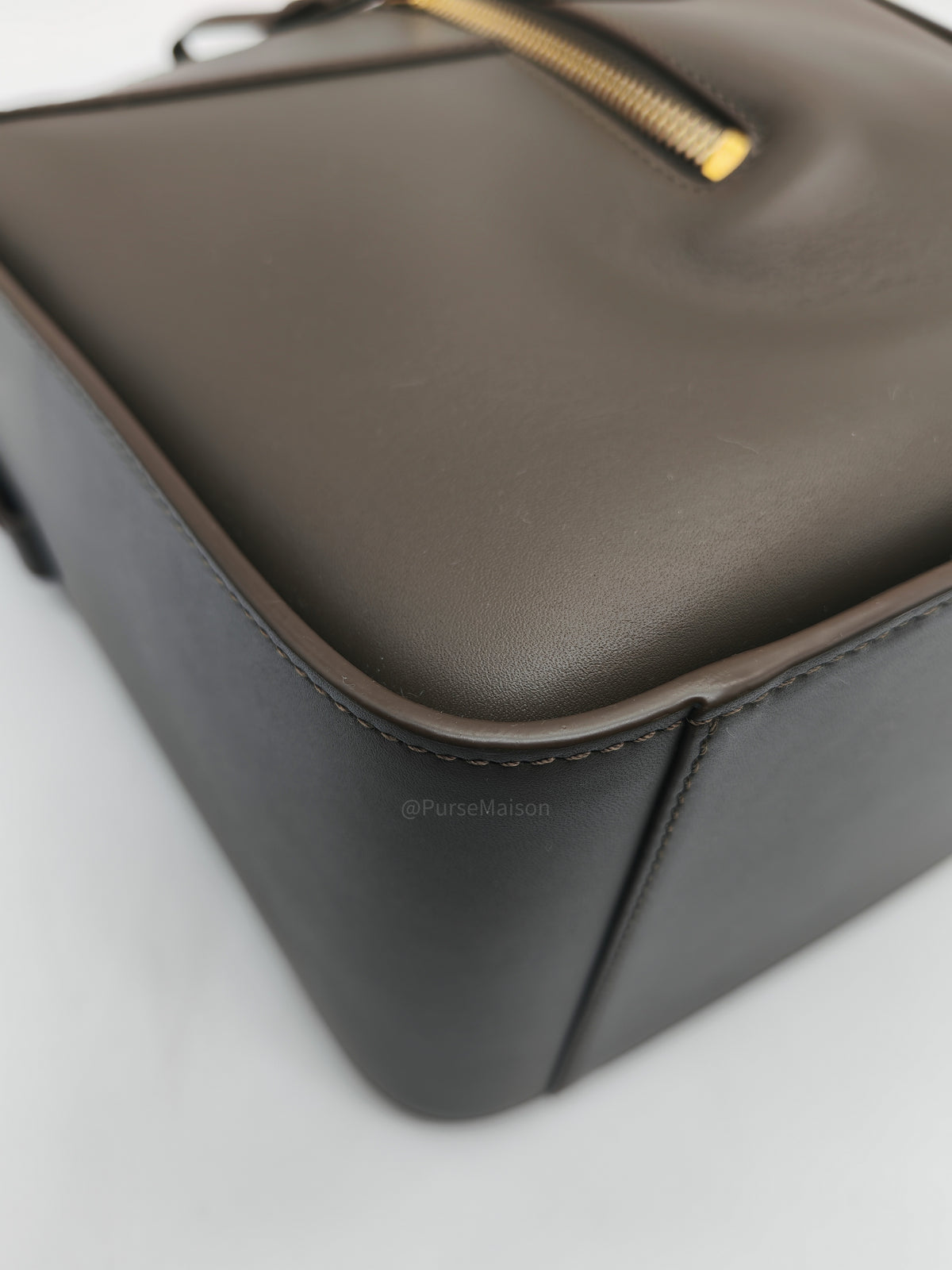 Loewe Hammock Compact Bag Small in Dark Oliver Green Calfskin Leather and Gold Hardware | Purse Maison Luxury Bags Shop