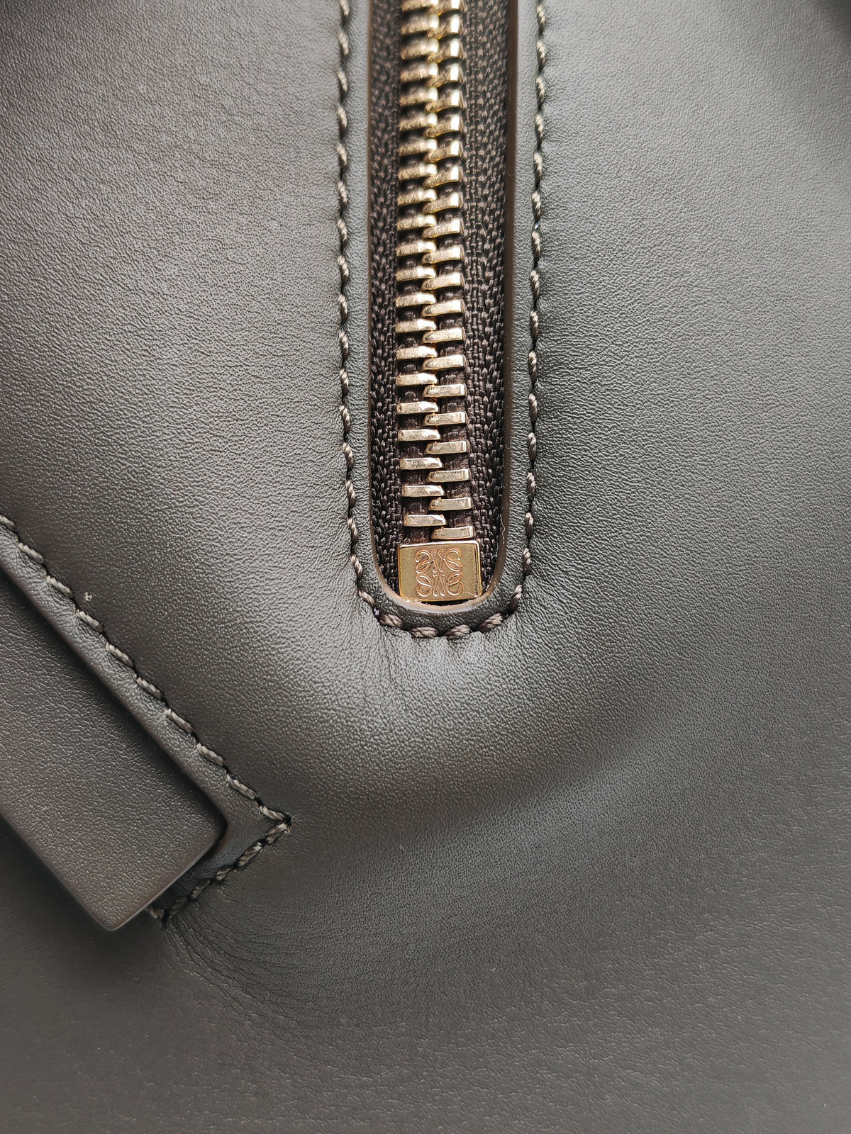 Loewe Hammock Compact Bag Small in Dark Oliver Green Calfskin Leather and Gold Hardware | Purse Maison Luxury Bags Shop